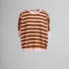 Knitwear>Marni Pink Striped Wool-mohair Mid-sleeve Jumper PINKGUMMY