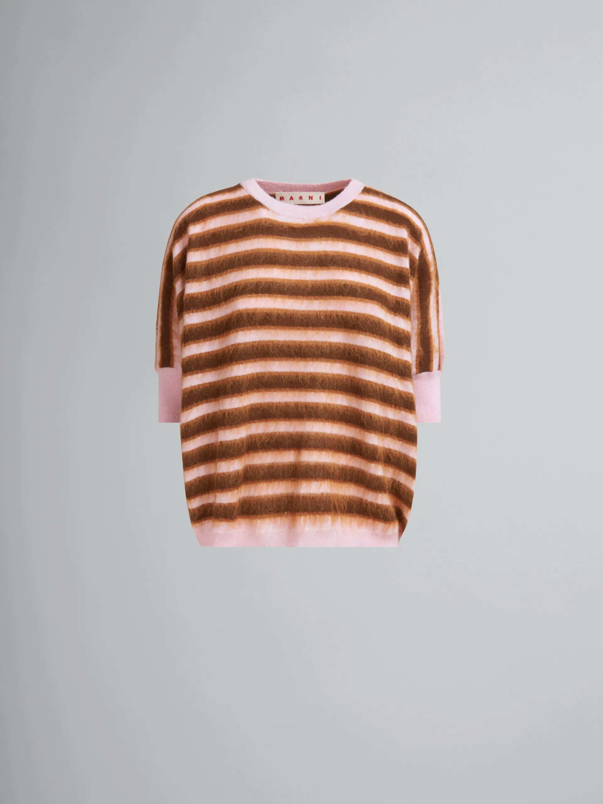 Knitwear>Marni Pink Striped Wool-mohair Mid-sleeve Jumper PINKGUMMY