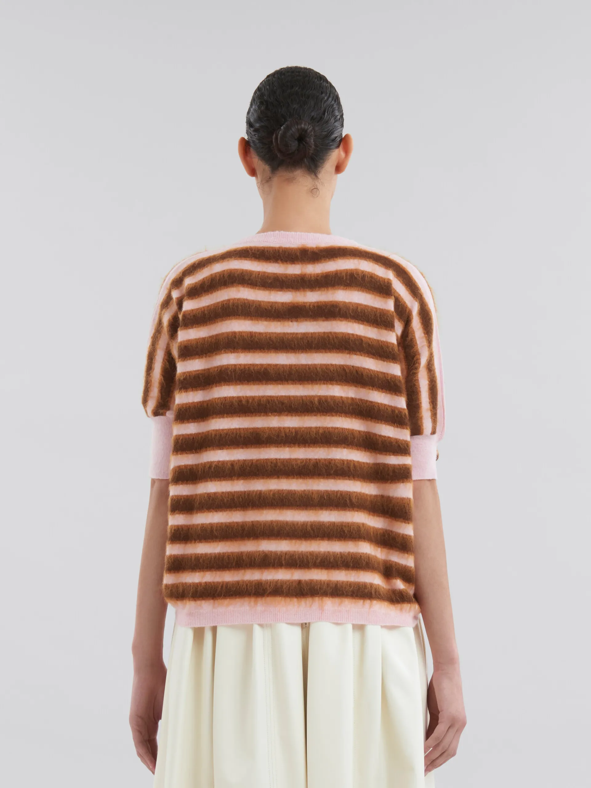 Knitwear>Marni Pink Striped Wool-mohair Mid-sleeve Jumper PINKGUMMY