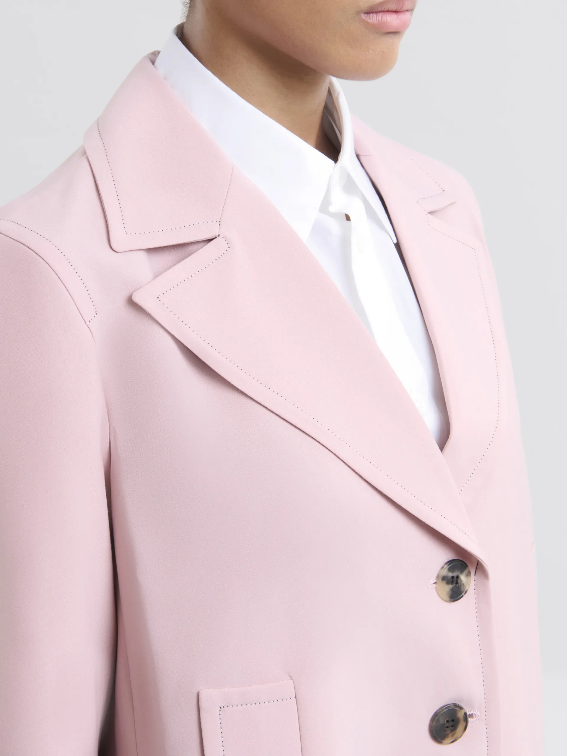 Matching Sets | Coats & Jackets>Marni Pink Virgin Wool A-line Jacket ANTIQUEROSE