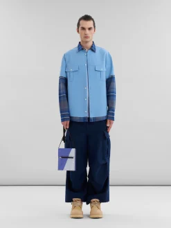Crossbody Bags>Marni Purple And Blue Tribeca Pouch With Shoelace Strap PRUNE VIOLETT/ SODIUM