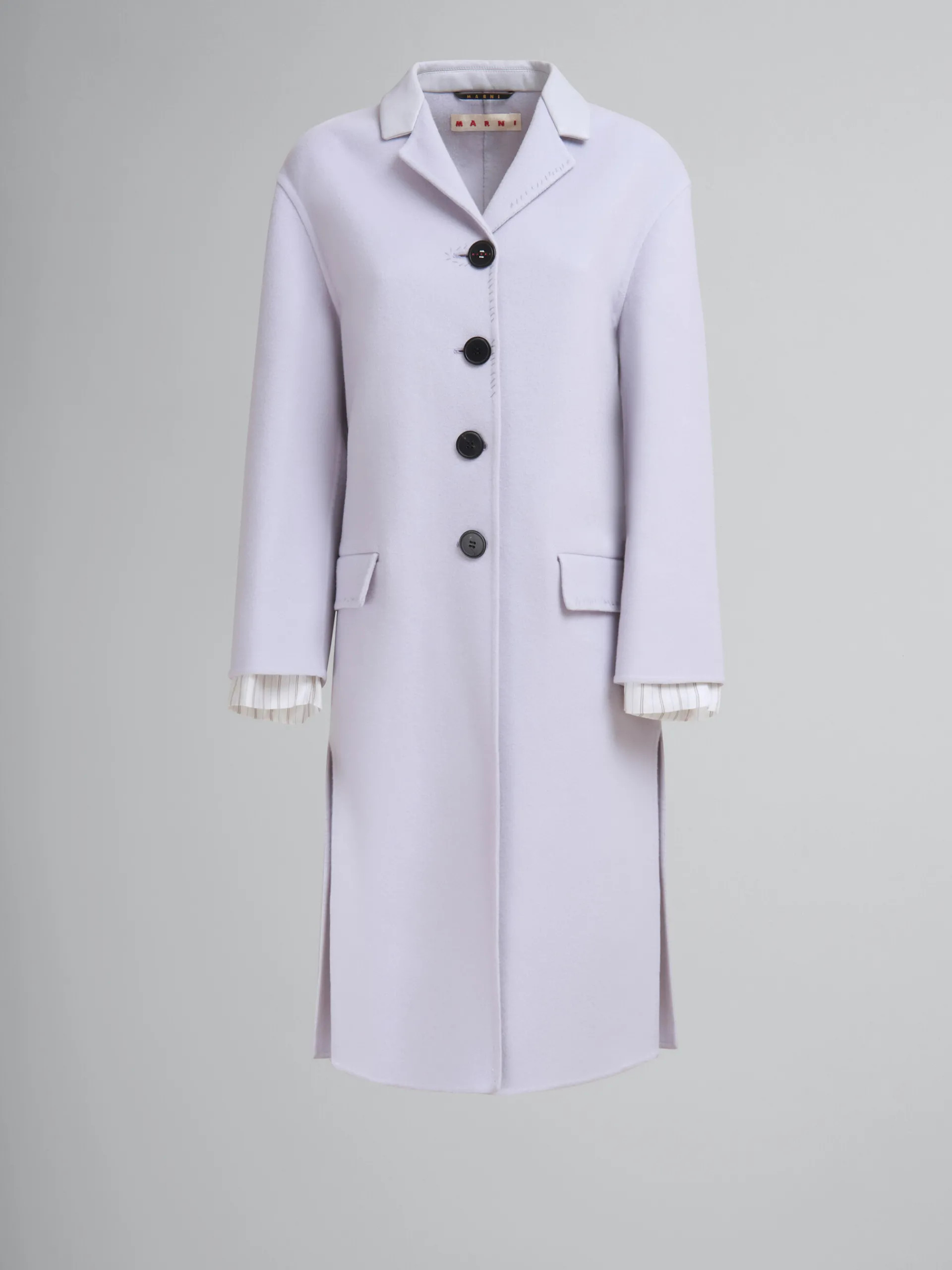 Coats & Jackets>Marni Purple Felt Coat With Waist Belt SODIUM