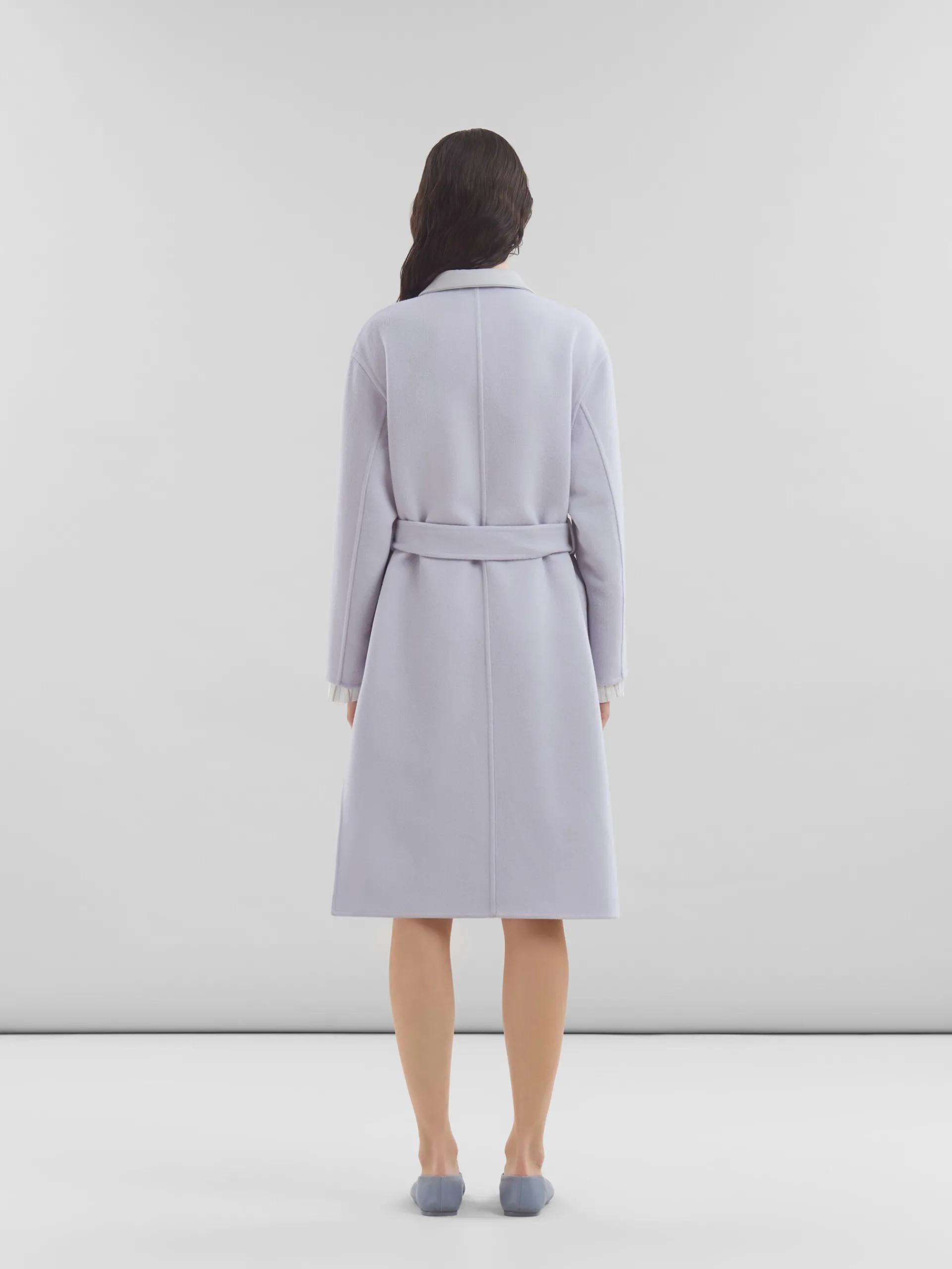 Coats & Jackets>Marni Purple Felt Coat With Waist Belt SODIUM