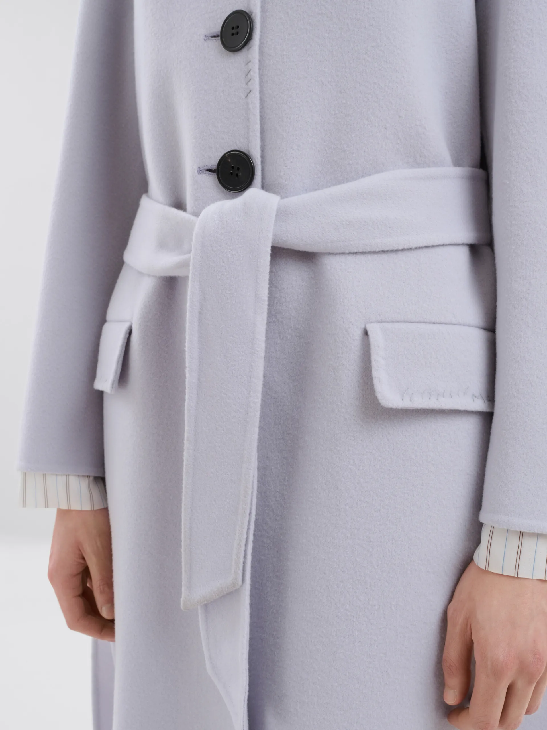 Coats & Jackets>Marni Purple Felt Coat With Waist Belt SODIUM