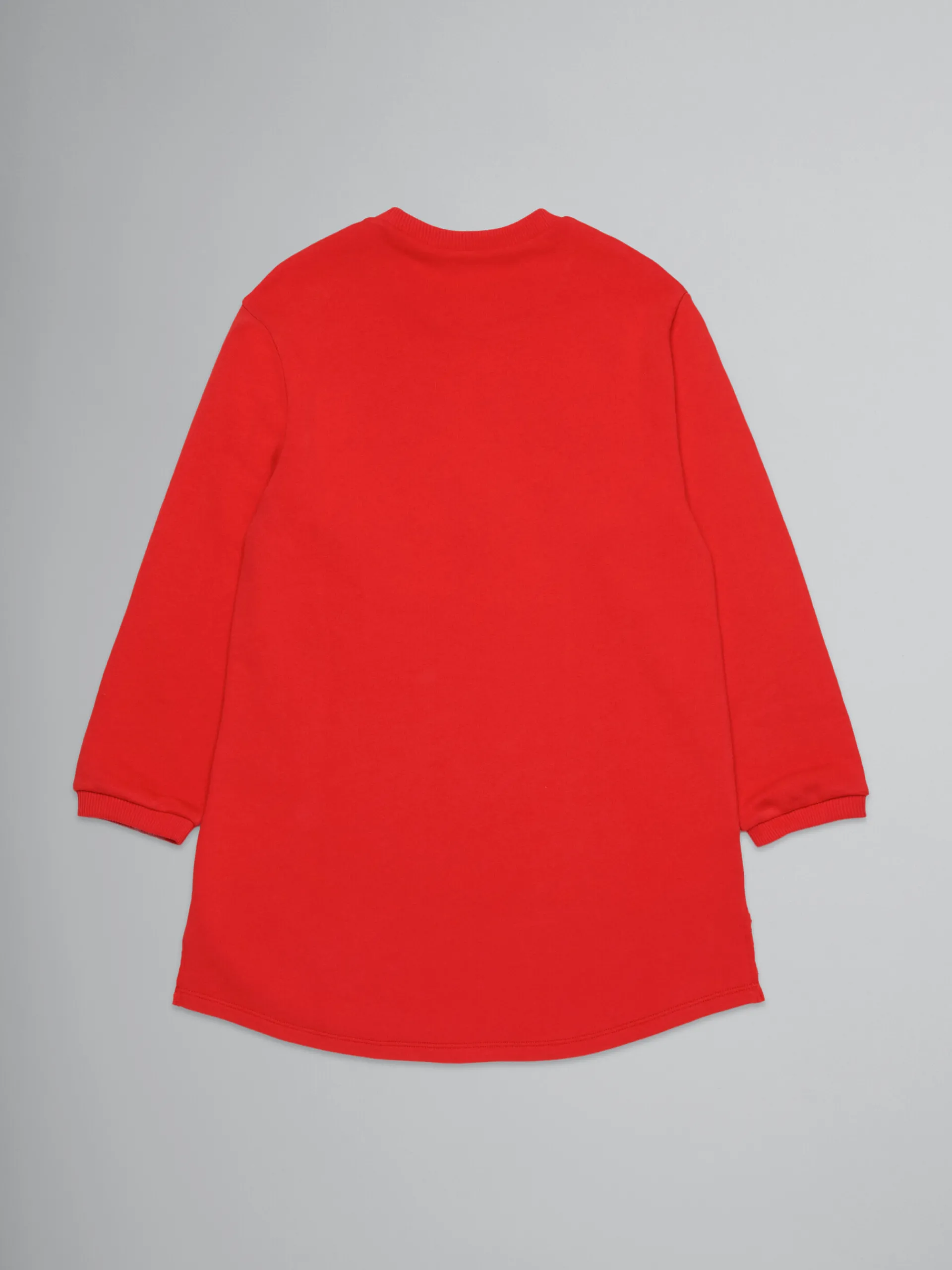 Kids>Marni Red Fleece Dress With Sequined Flowers BRIGHT RED