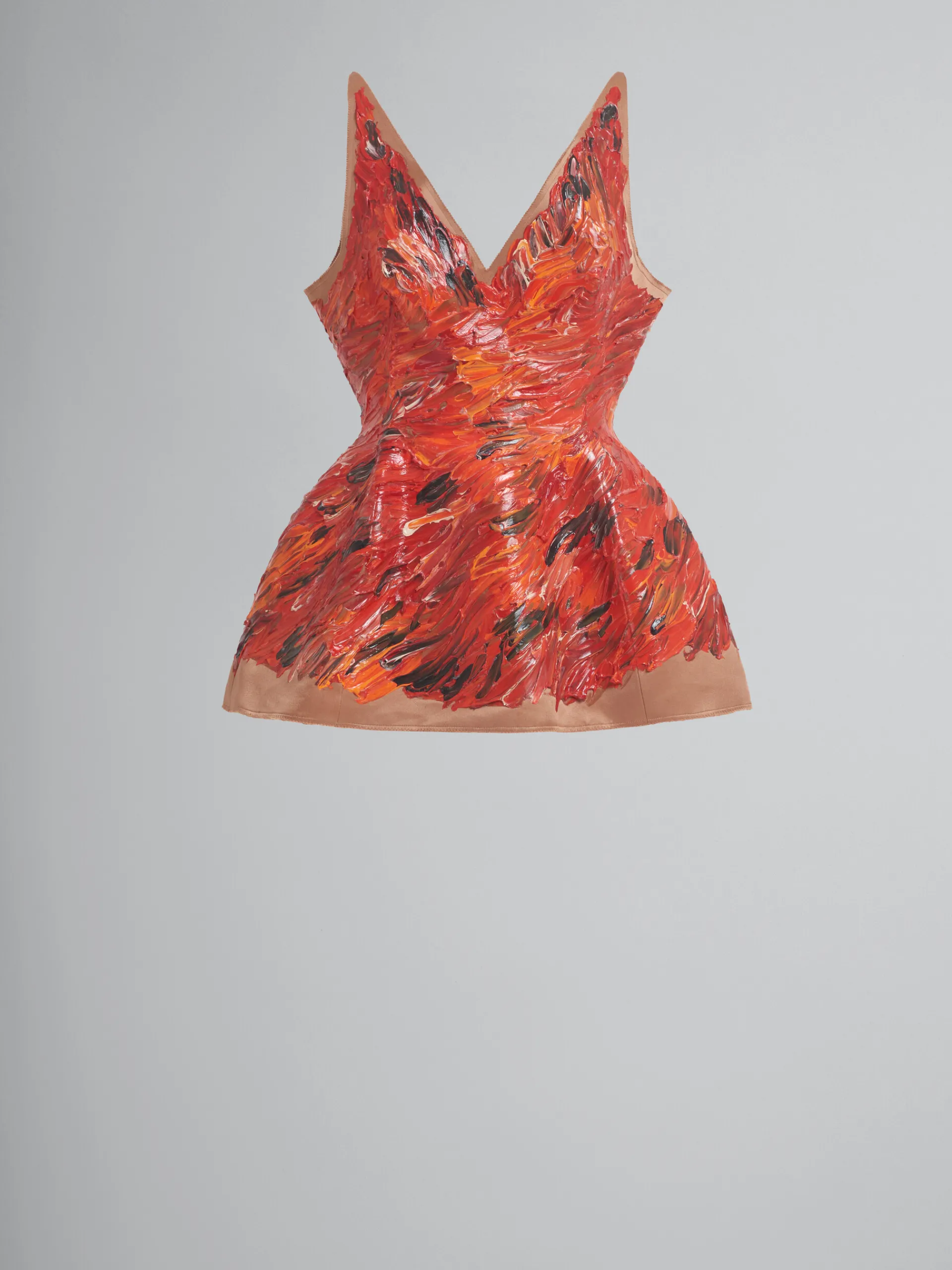 Dresses>Marni Red Hand-painted Duchesse Corset Dress POPPY RED