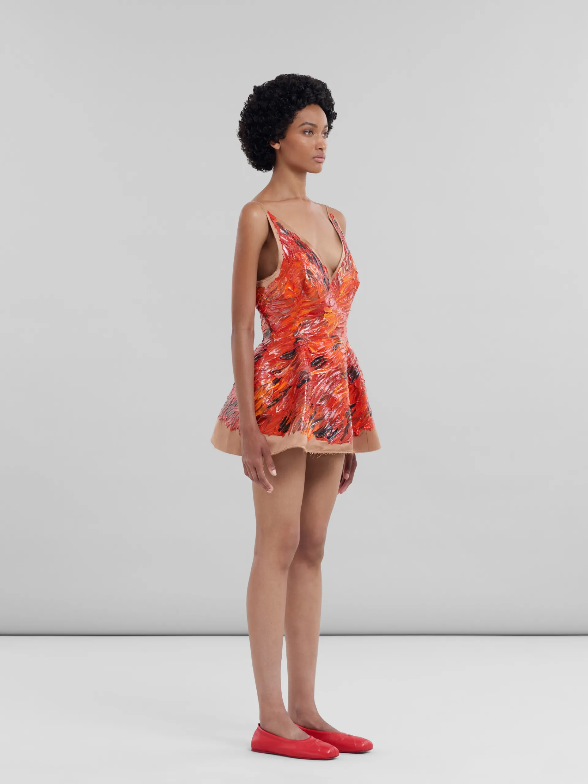 Dresses>Marni Red Hand-painted Duchesse Corset Dress POPPY RED