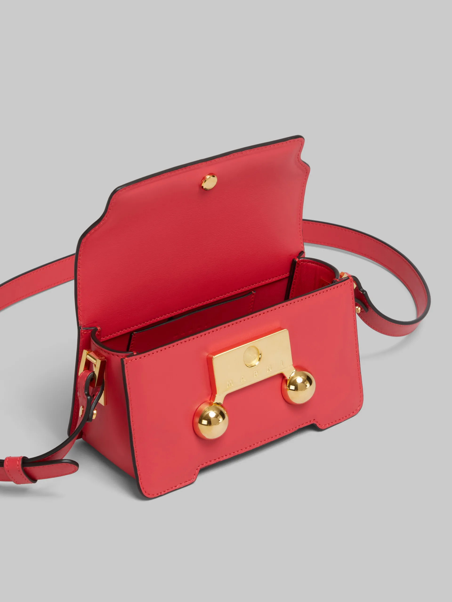 Trunkaroo Bag | Shoulder Bags>Marni Red Leather Trunkaroo Mini Shoulder Bag TULIP