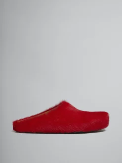 Fussbett Sabot>Marni Long Hair Calfskin Fussbett Sabot RED