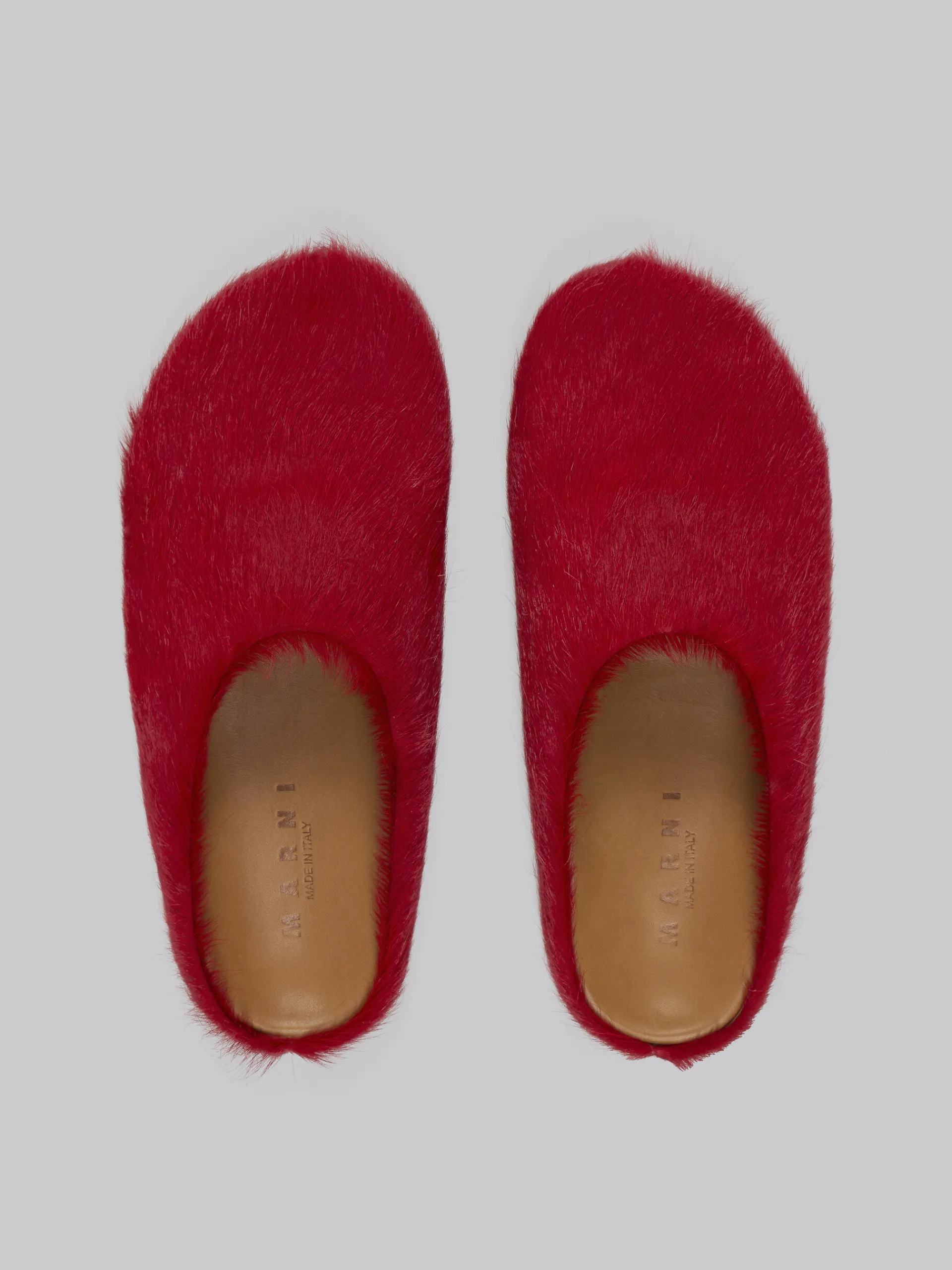 Fussbett Sabot>Marni Long Hair Calfskin Fussbett Sabot RED