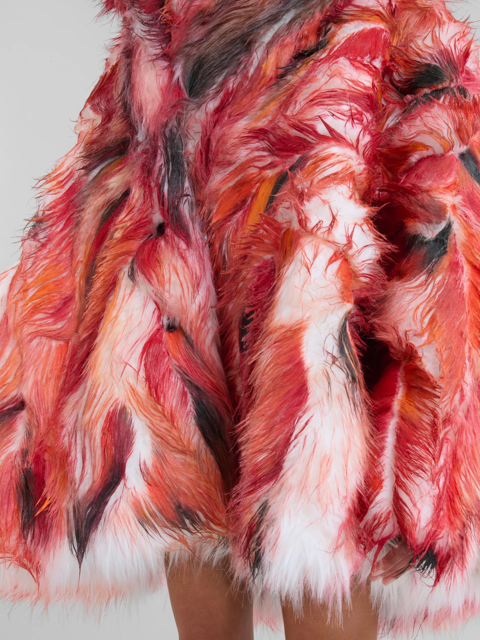 Coats & Jackets>Marni Red Long Hair Flared Coat POPPY RED