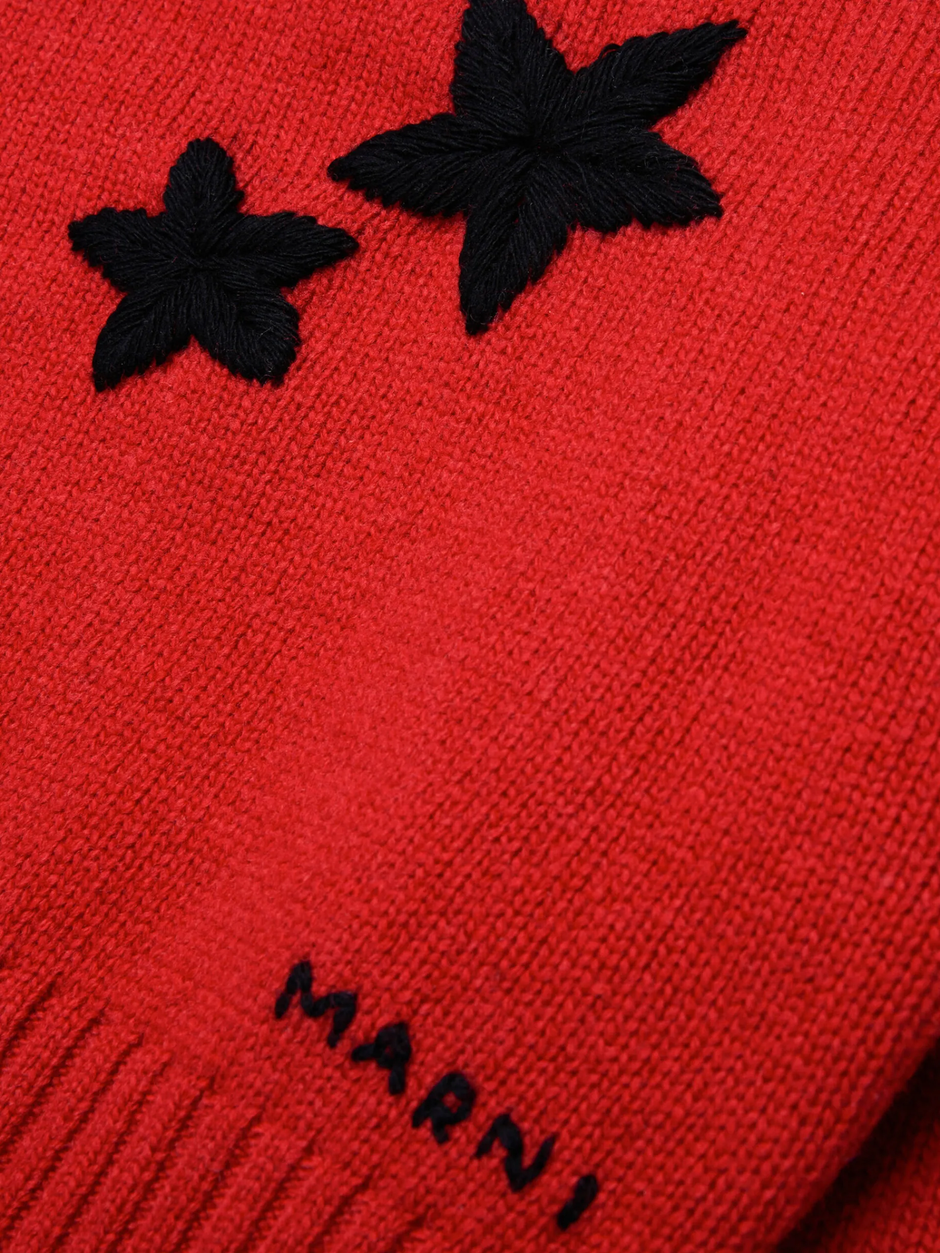 Kids>Marni Red Wool-blend Pullover With Stars BRIGHT RED