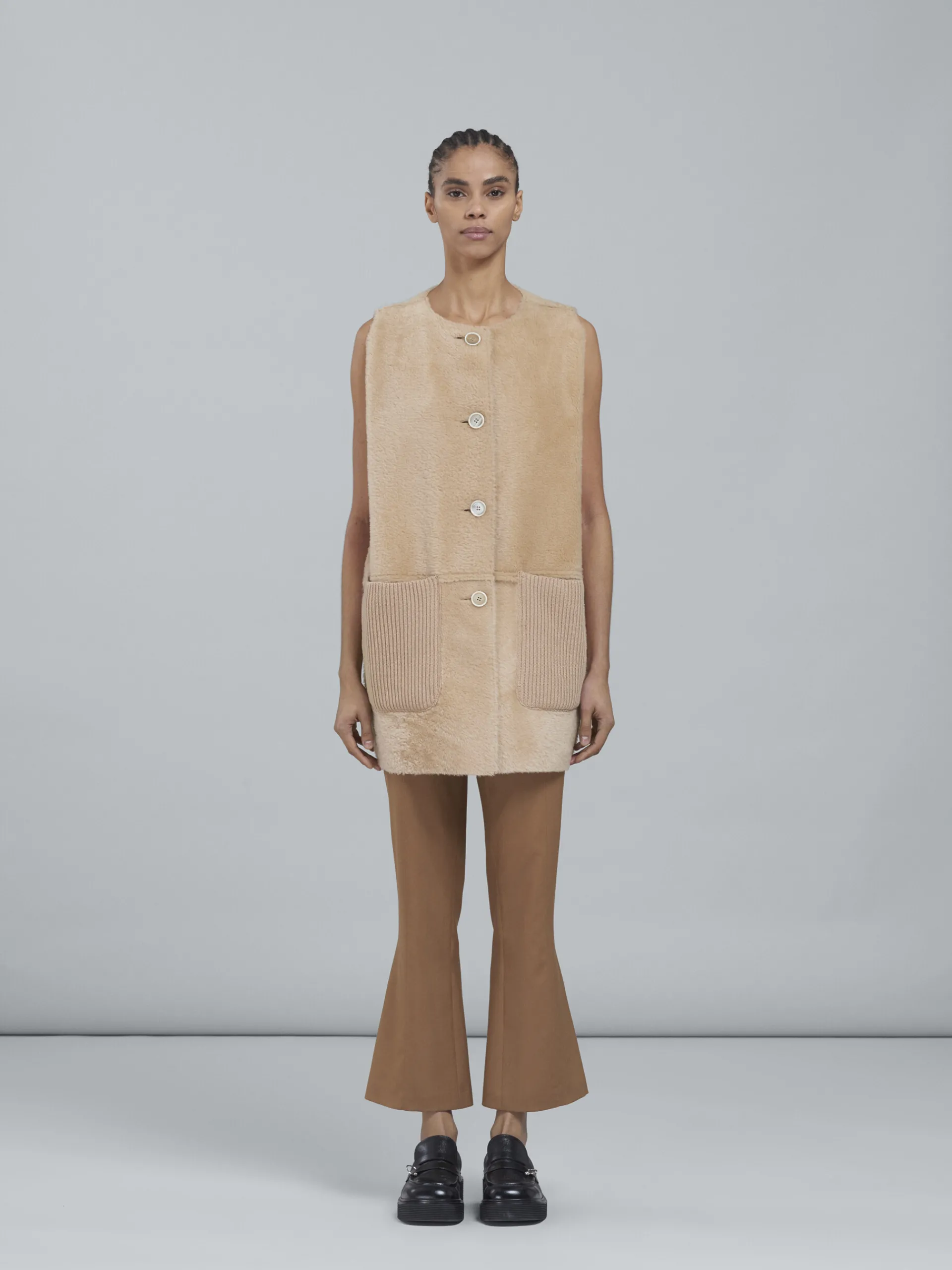 Coats & Jackets>Marni Reversible Light Merino Velour Vest EARTHOFSIENA
