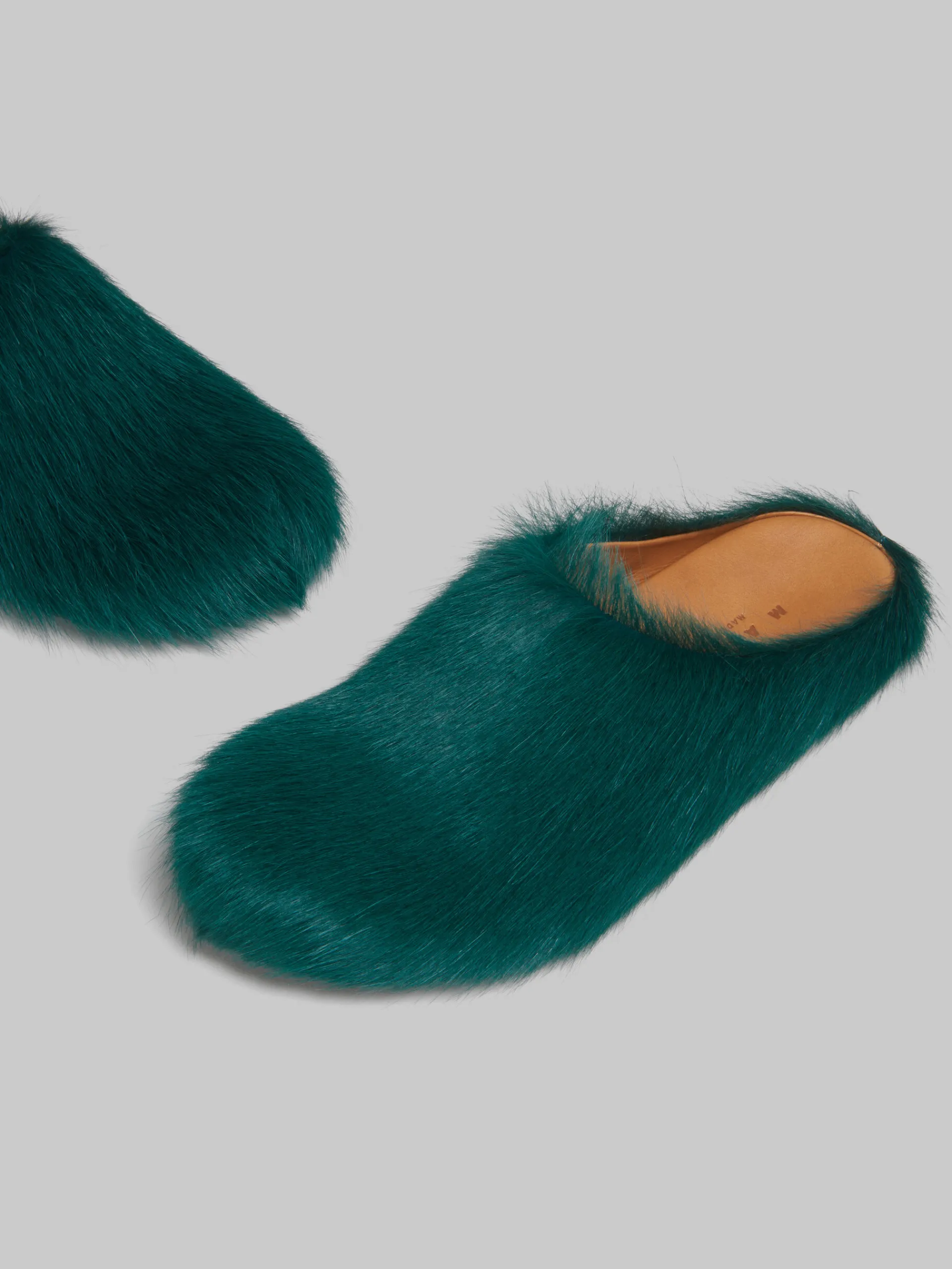 Flats | Fussbett>Marni Sea Green Long-hair Calfskin Fussbett Sabot NORTH SEA