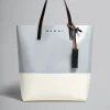 Tote Bags>Marni Silver And Beige Tribeca Shopping Bag ANTIQUE SILVER/BLACK