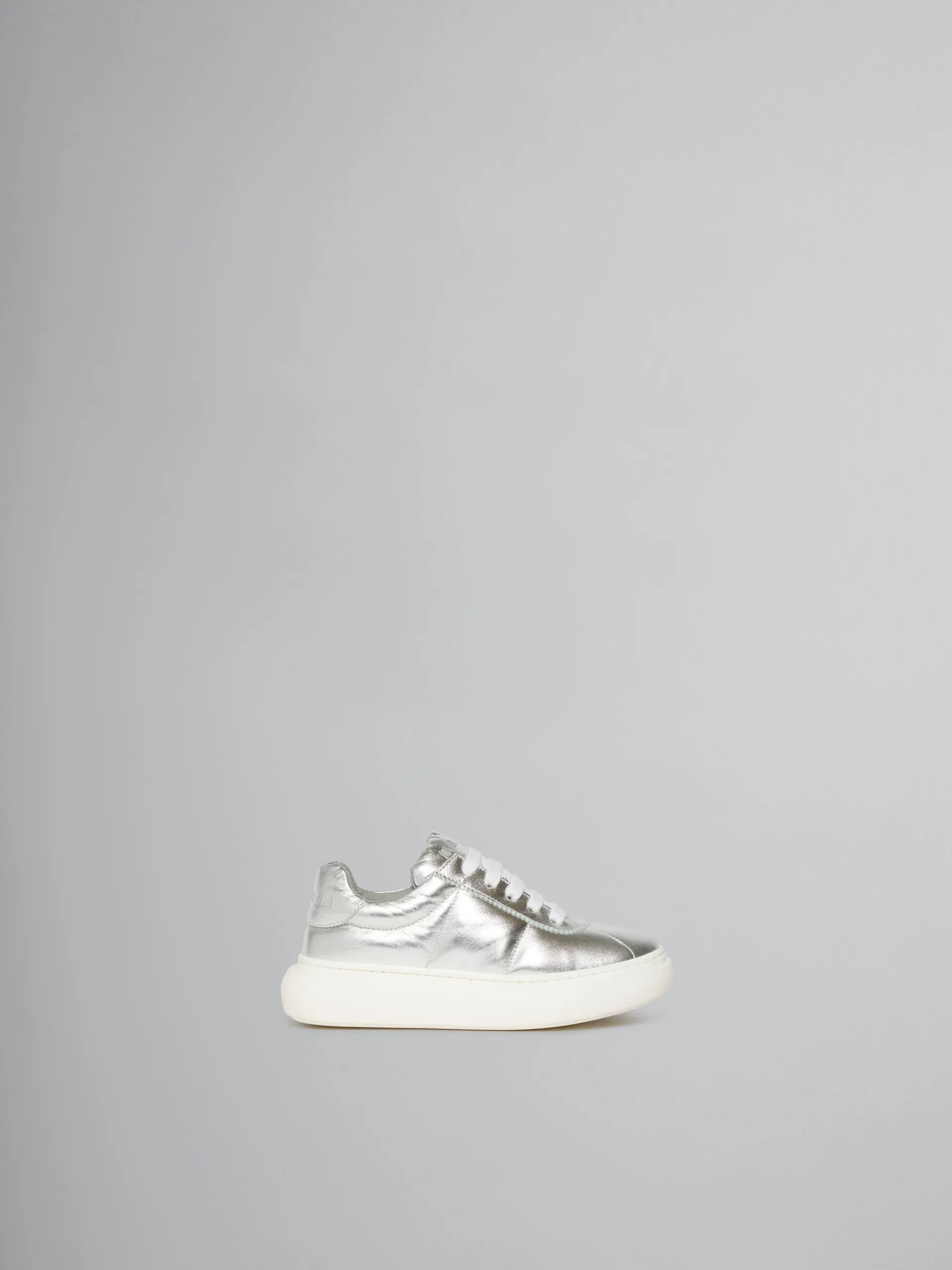 Kids>Marni Leather Padded Sneaker SILVER