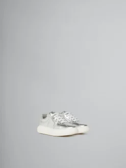Kids>Marni Leather Padded Sneaker SILVER