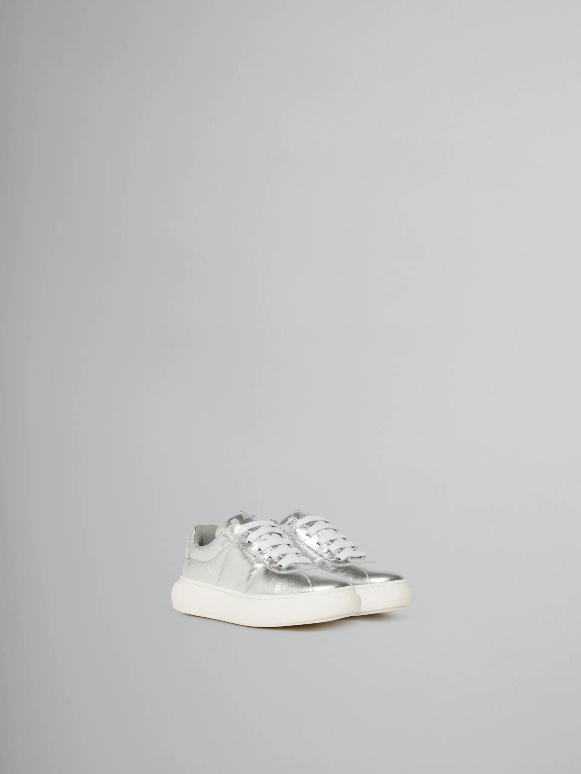 Kids>Marni Leather Padded Sneaker SILVER
