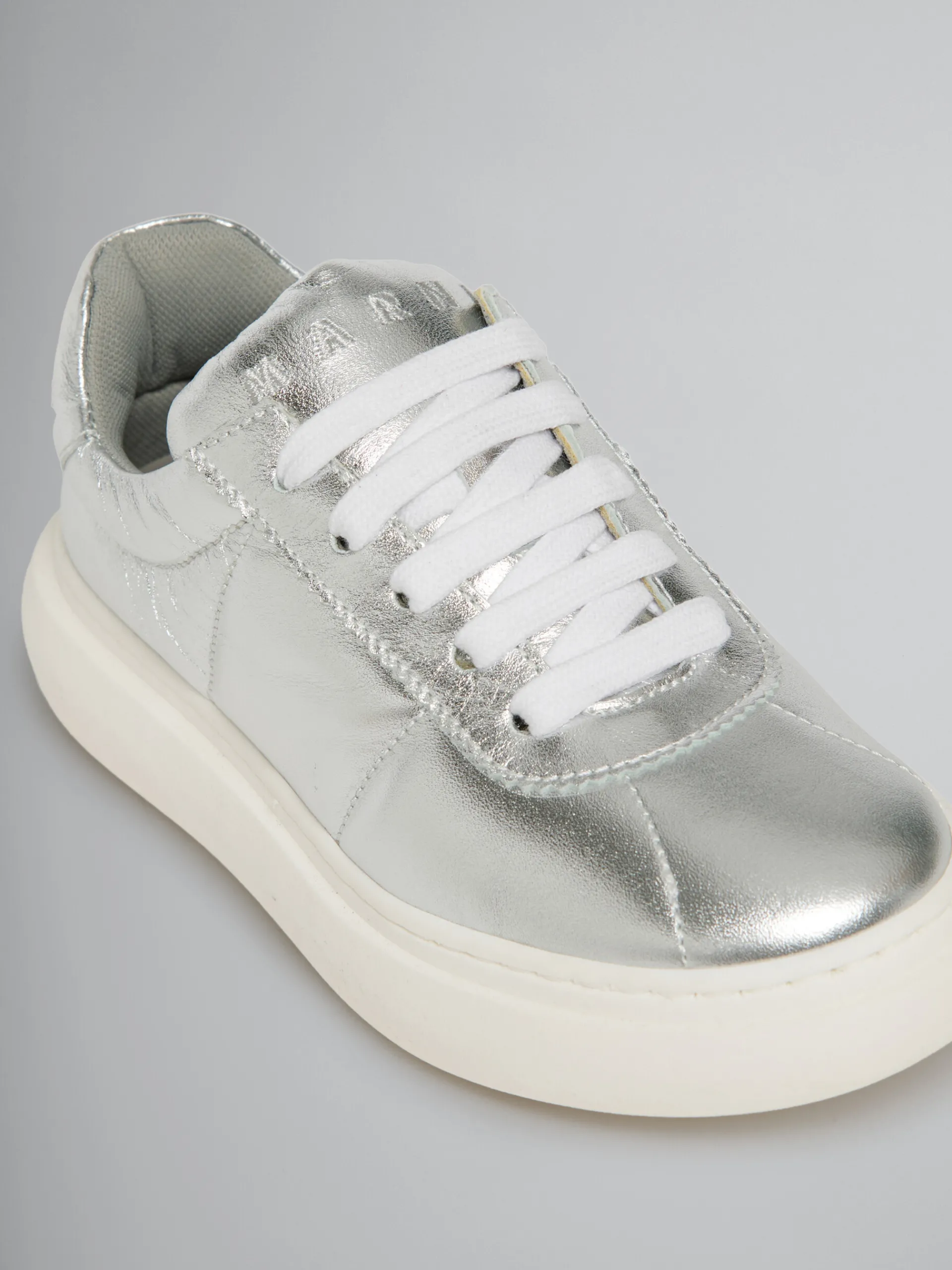 Kids>Marni Leather Padded Sneaker SILVER
