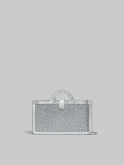 Wallets & Small Leather Goods>Marni Rhinestone Tropicalia Long Wallet With Chain Strap SILVER
