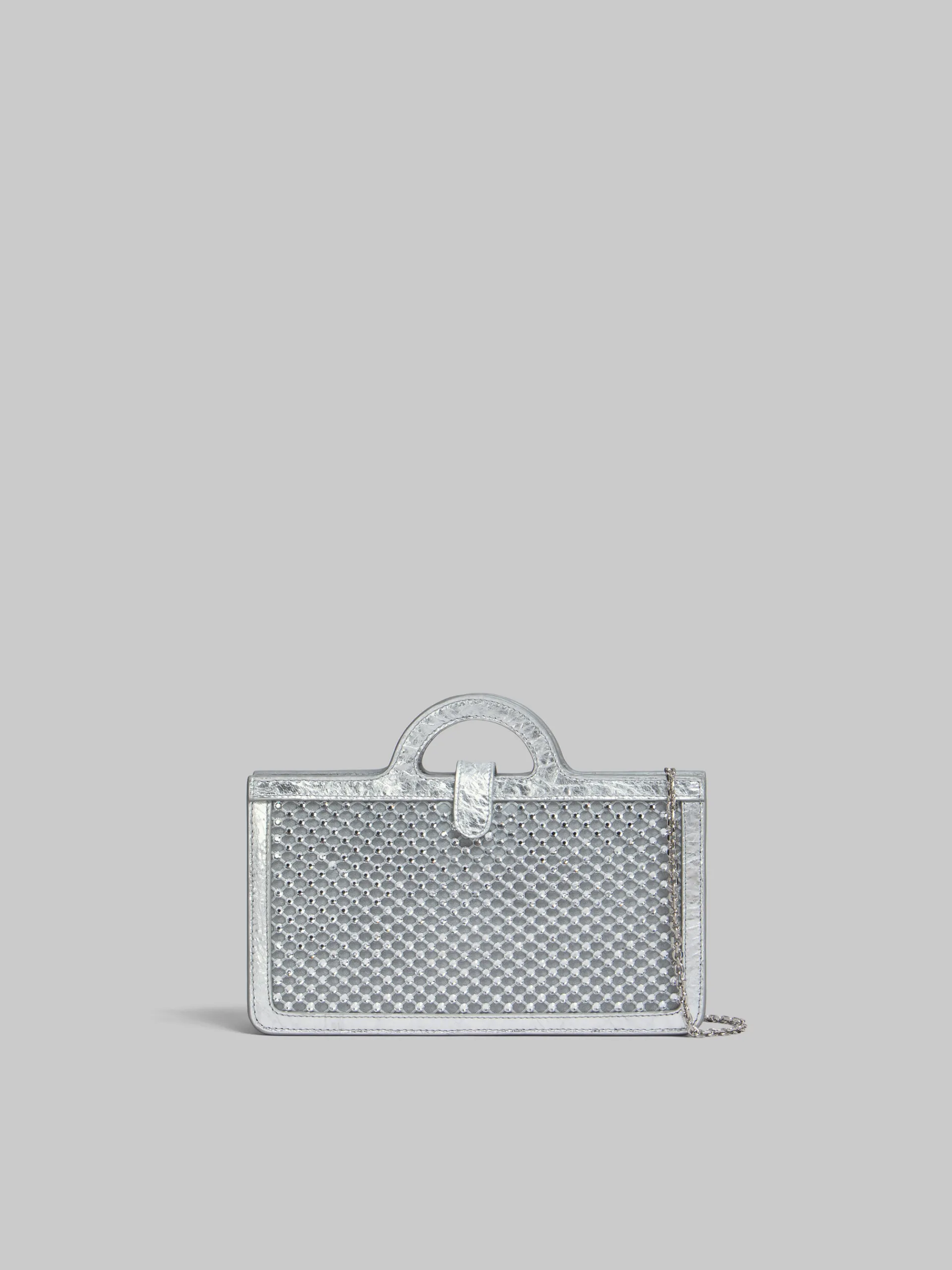 Wallets & Small Leather Goods>Marni Rhinestone Tropicalia Long Wallet With Chain Strap SILVER