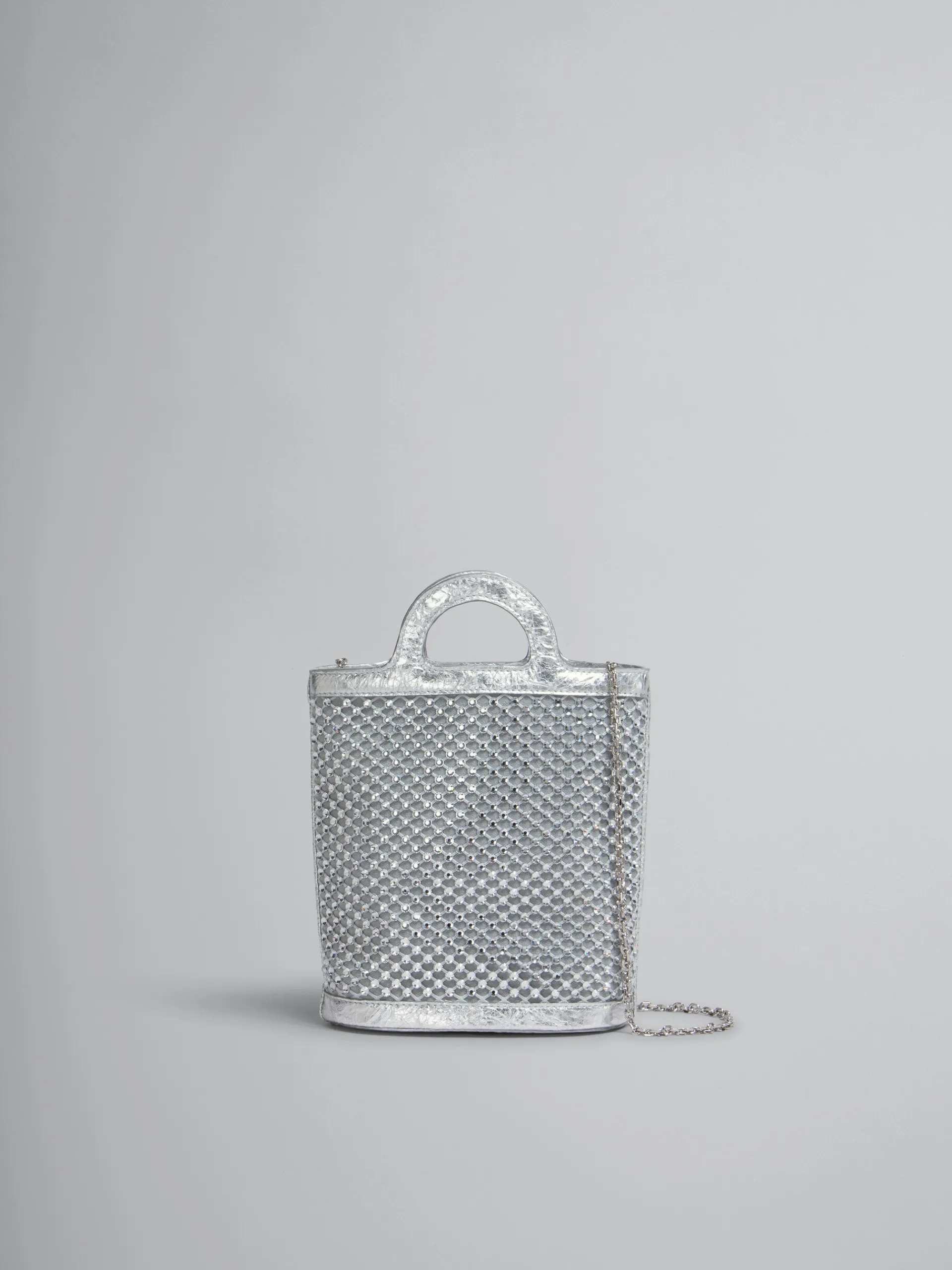 Wallets & Small Leather Goods | Tropicalia Bag>Marni Rhinestone Tropicalia Nano Bucket Bag SILVER