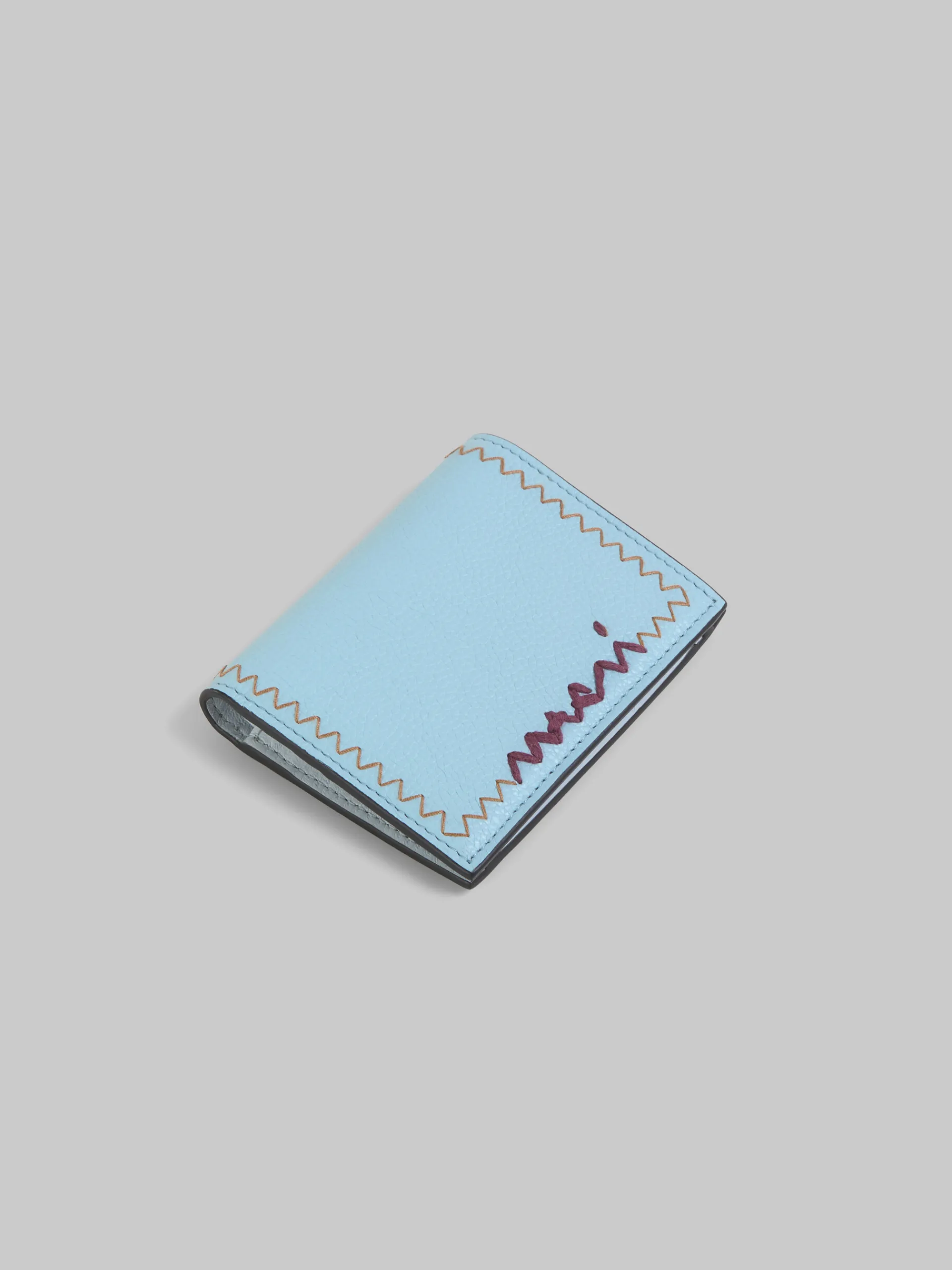 Wallets & Small Leather Goods>Marni Sky Blue Bi-fold Wallet With Mending Embroidery LEADEN BLUE