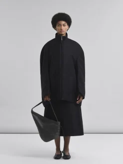 Shoulder Bags>Marni Small Crocodile Print Hobo Bag BLACK