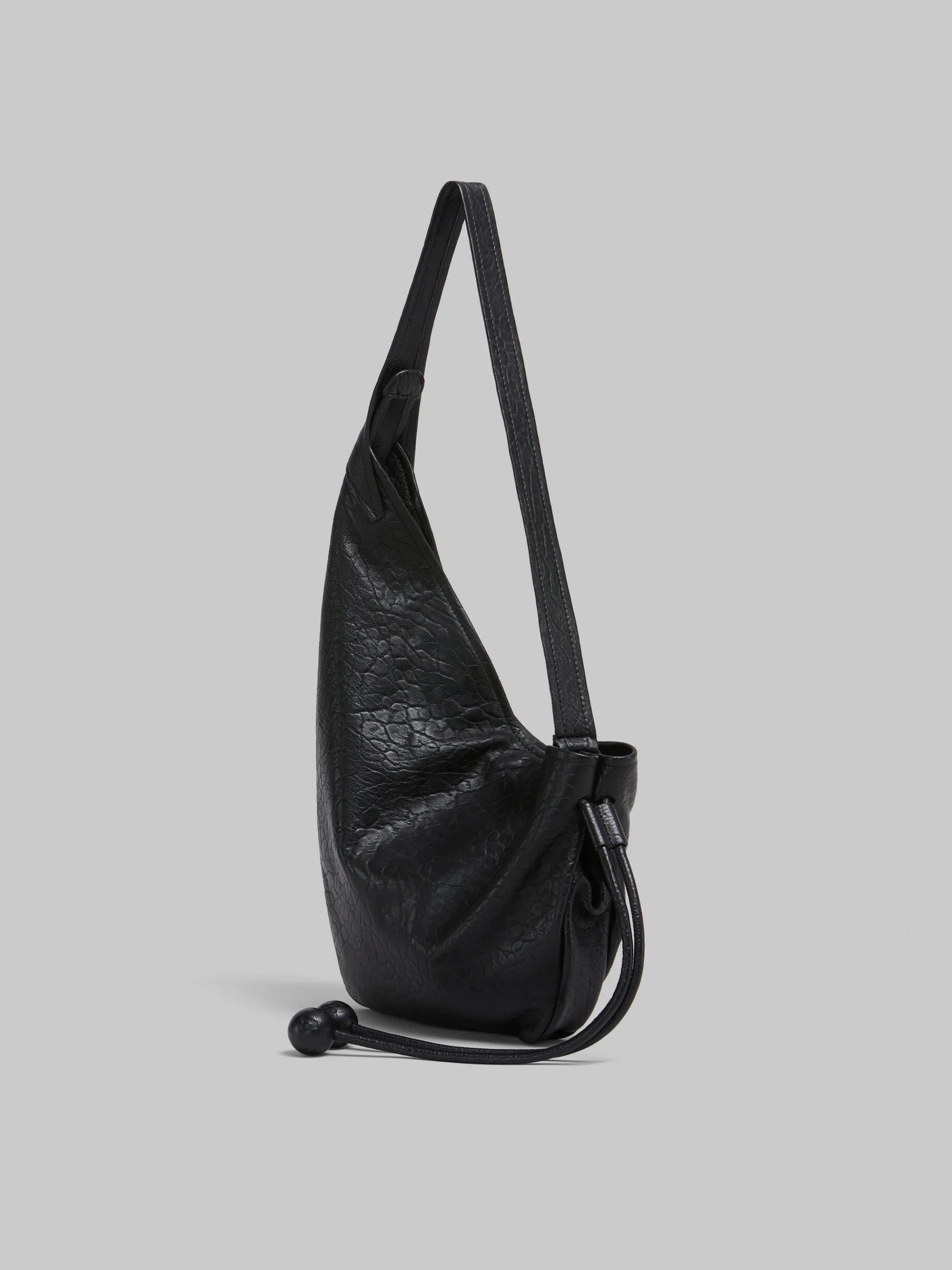 Shoulder Bags>Marni Small Nappa Hobo Bag BLACK