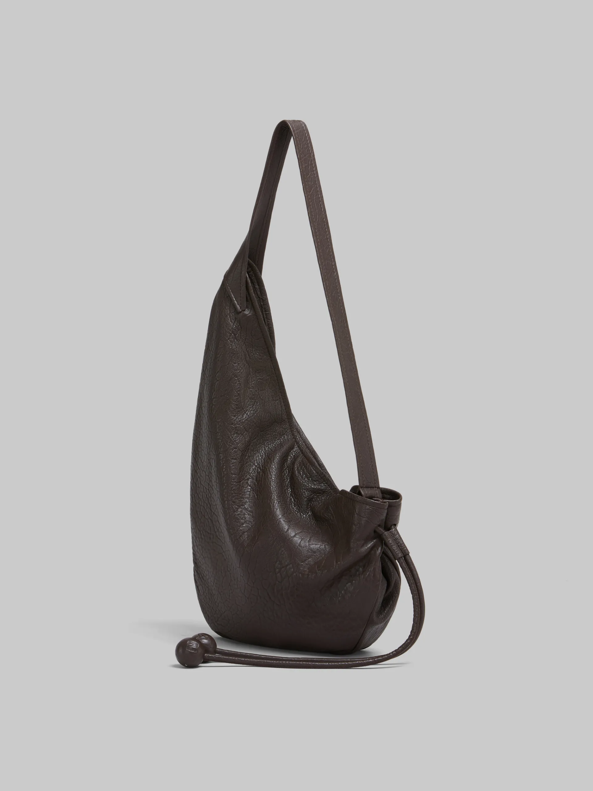 Shoulder Bags>Marni Small Brown Nappa Hobo Bag COFFEE