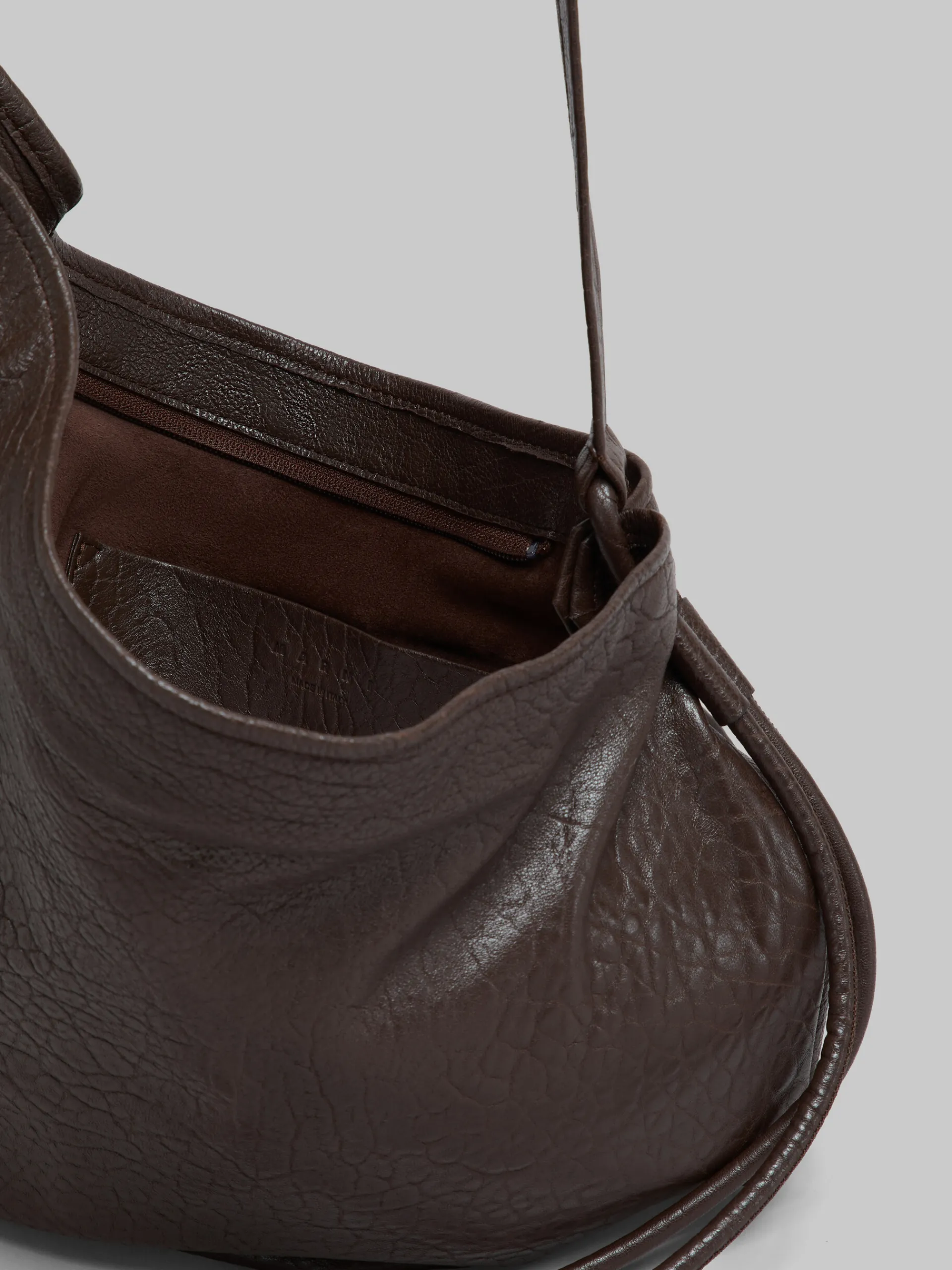 Shoulder Bags>Marni Small Brown Nappa Hobo Bag COFFEE