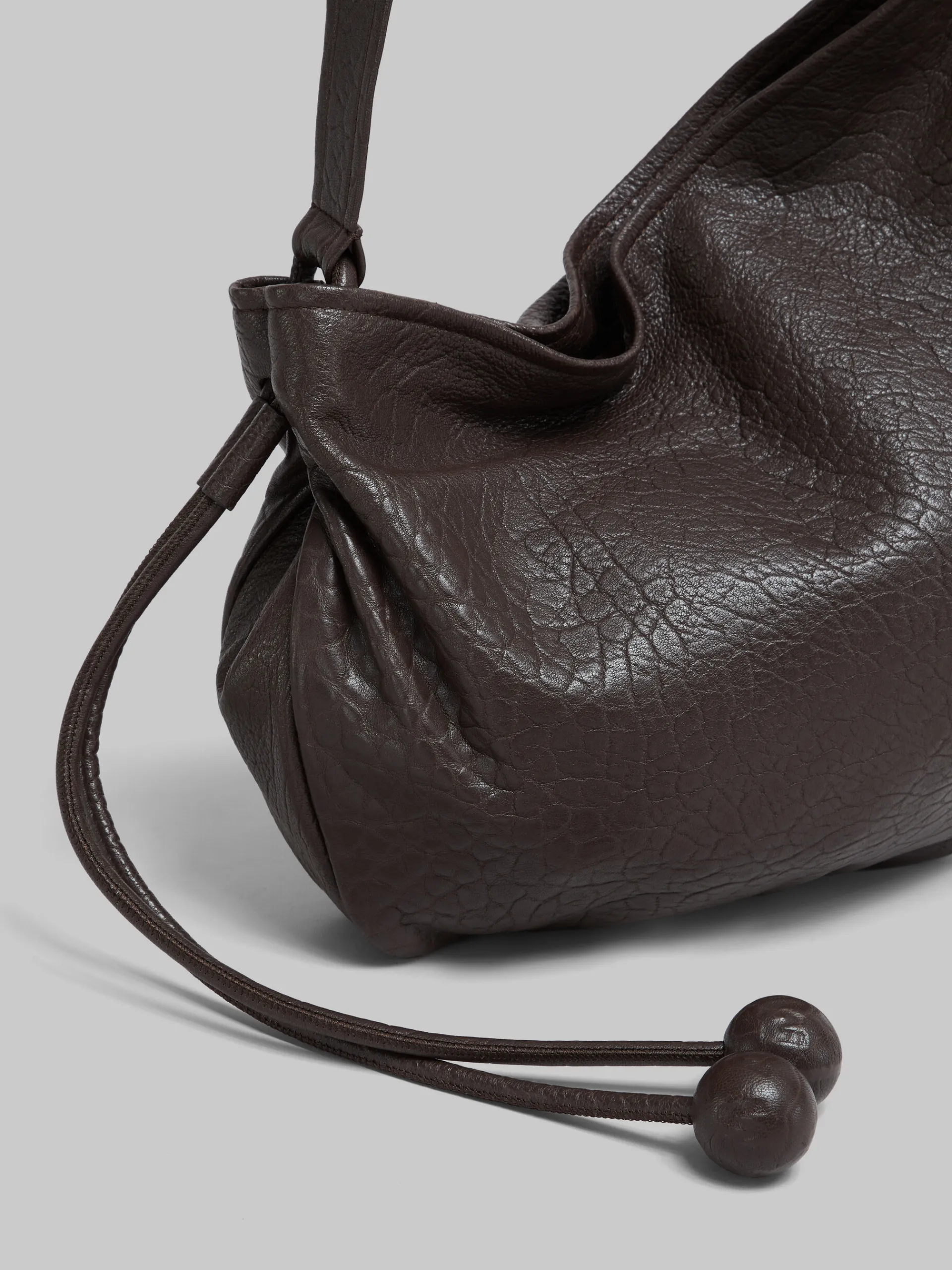 Shoulder Bags>Marni Small Brown Nappa Hobo Bag COFFEE
