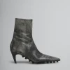 Boots>Marni Spike Ankle Boot In Crocodile Print Leather BLACK