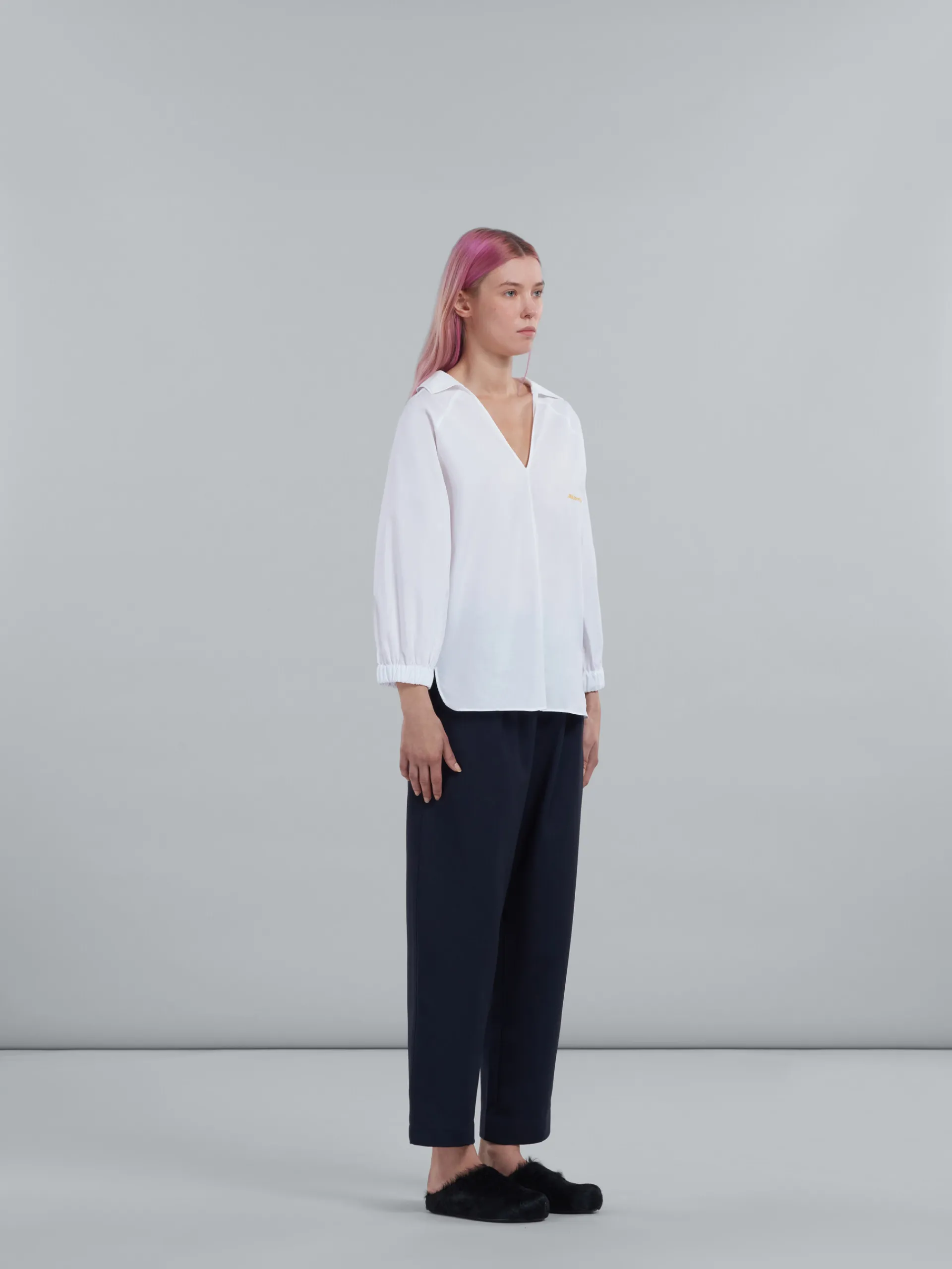 Tops & T-Shirts>Marni Square-neck Top In White Organic Poplin LILYWHITE