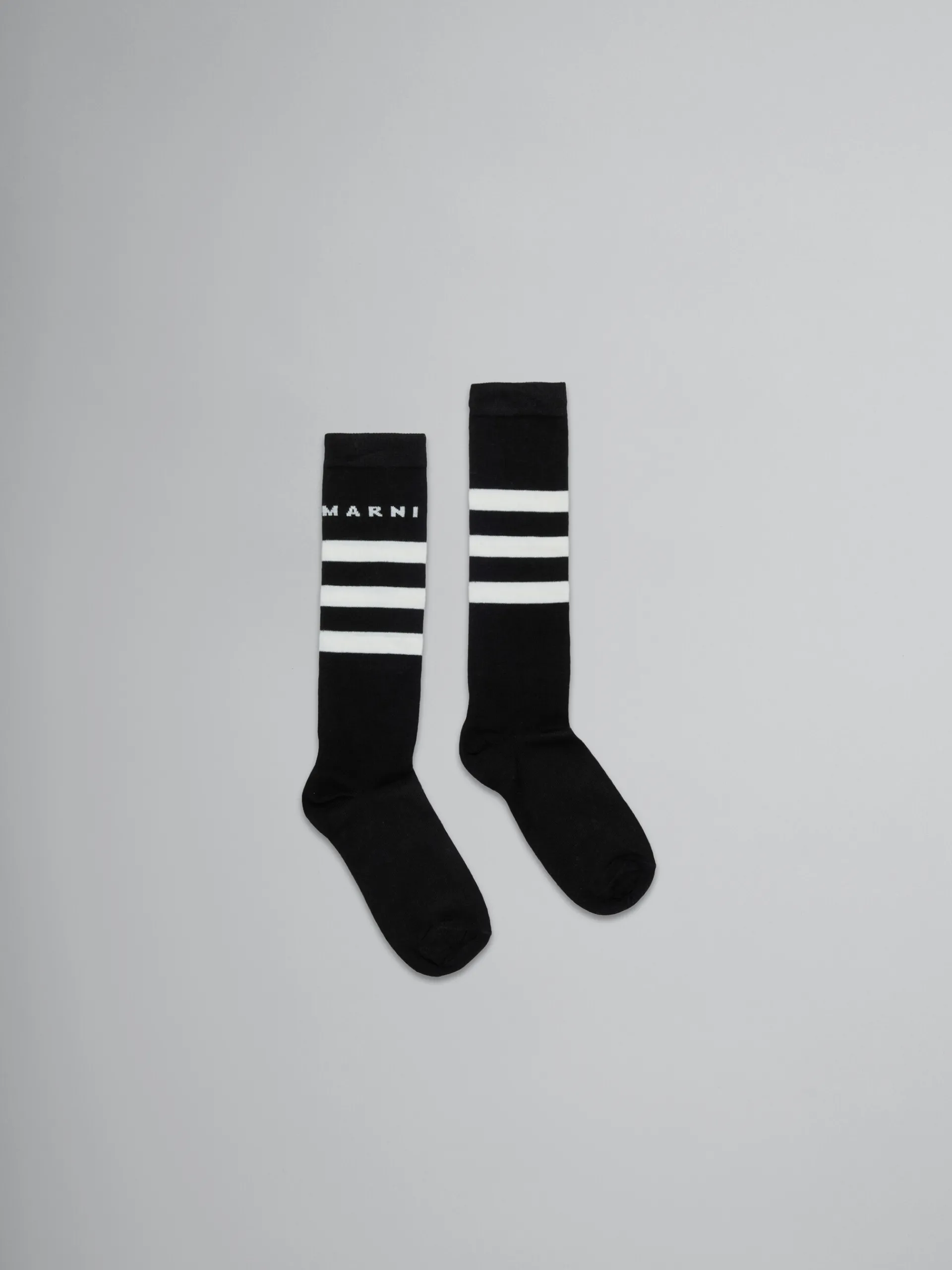 Kids>Marni Striped Cotton-blend Socks BLACK