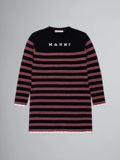 Kids>Marni Striped Knitted Dress BLACK