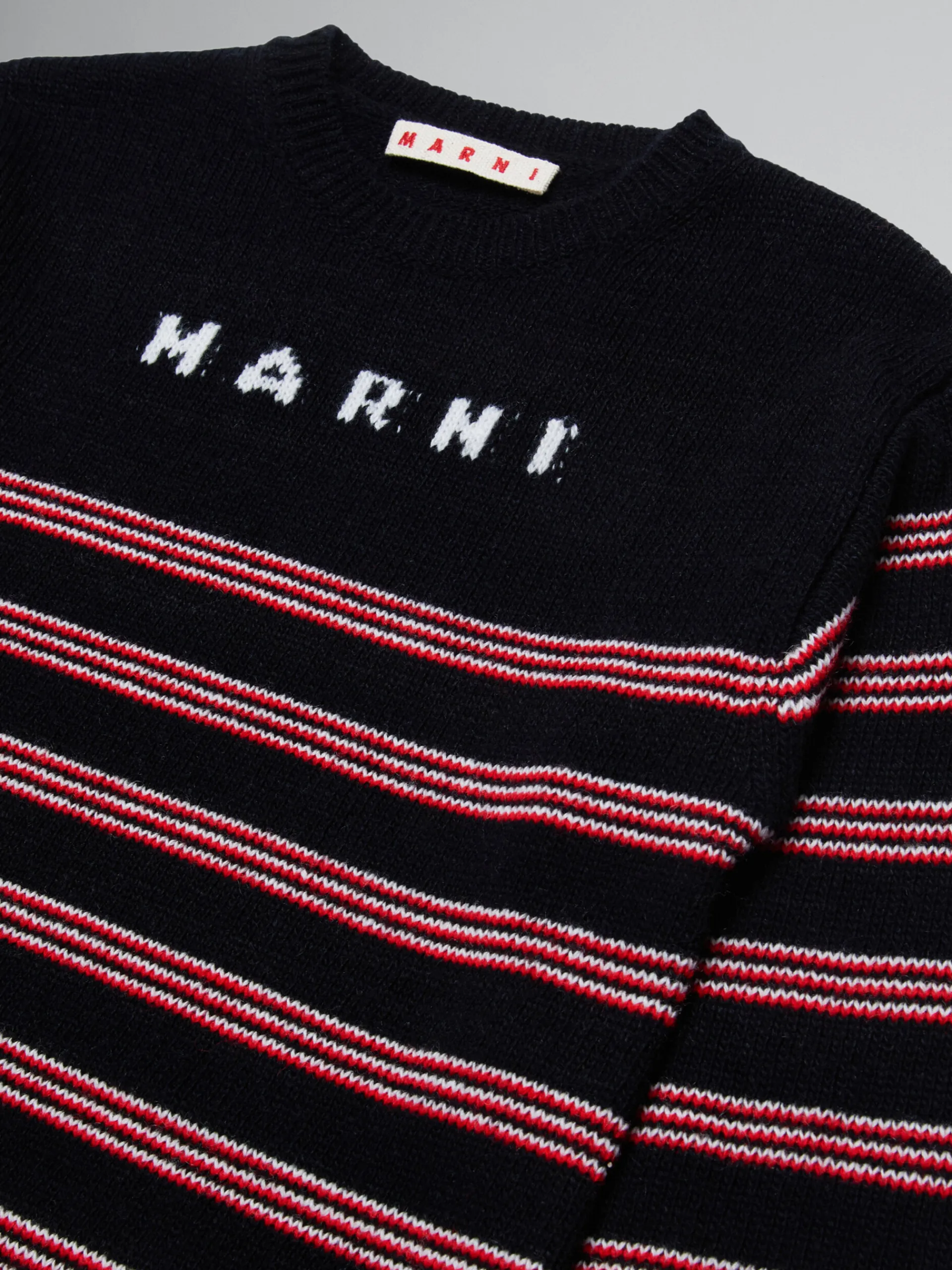 Kids>Marni Striped Knitted Dress BLACK