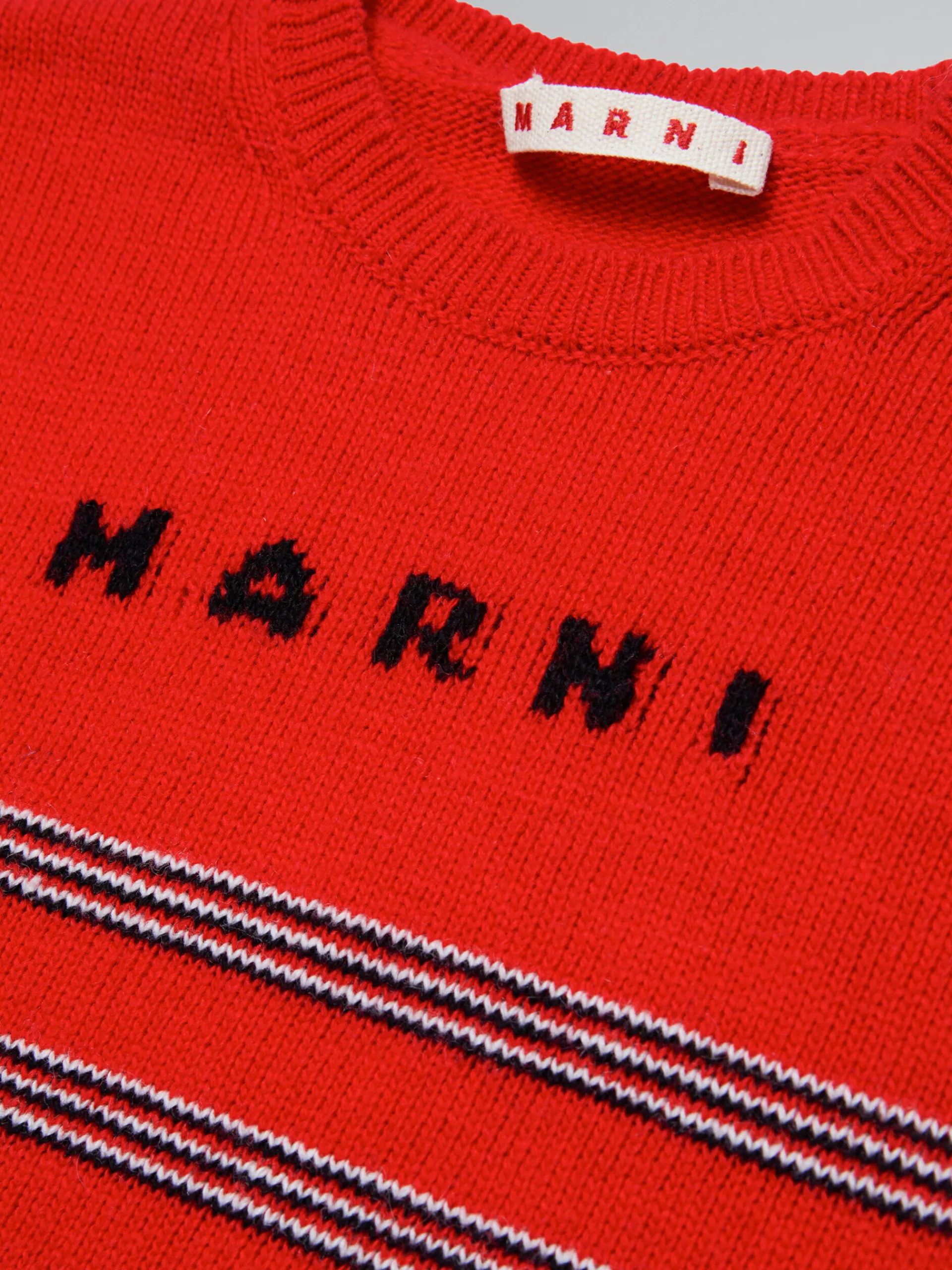 Kids>Marni Striped Wool-blend Pullover BRIGHT RED
