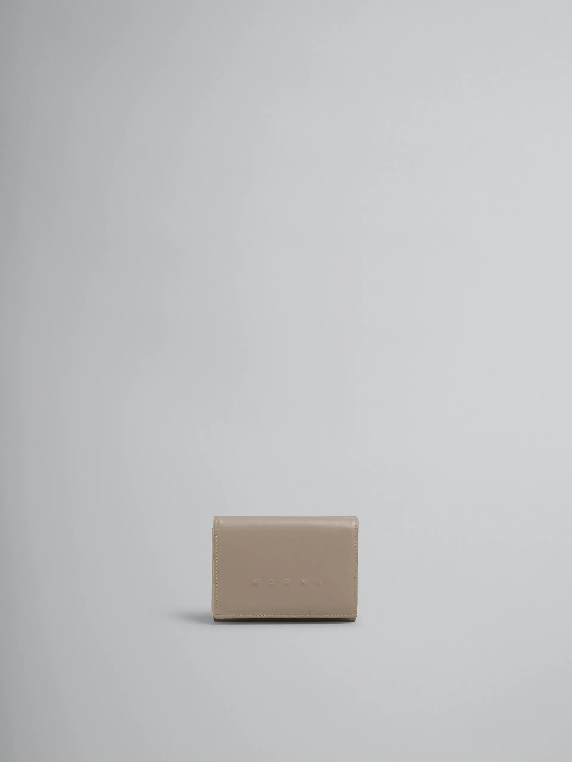 Wallets & Small Leather Goods>Marni Taupe Leather Trifold Wallet With Raised Logo CORK