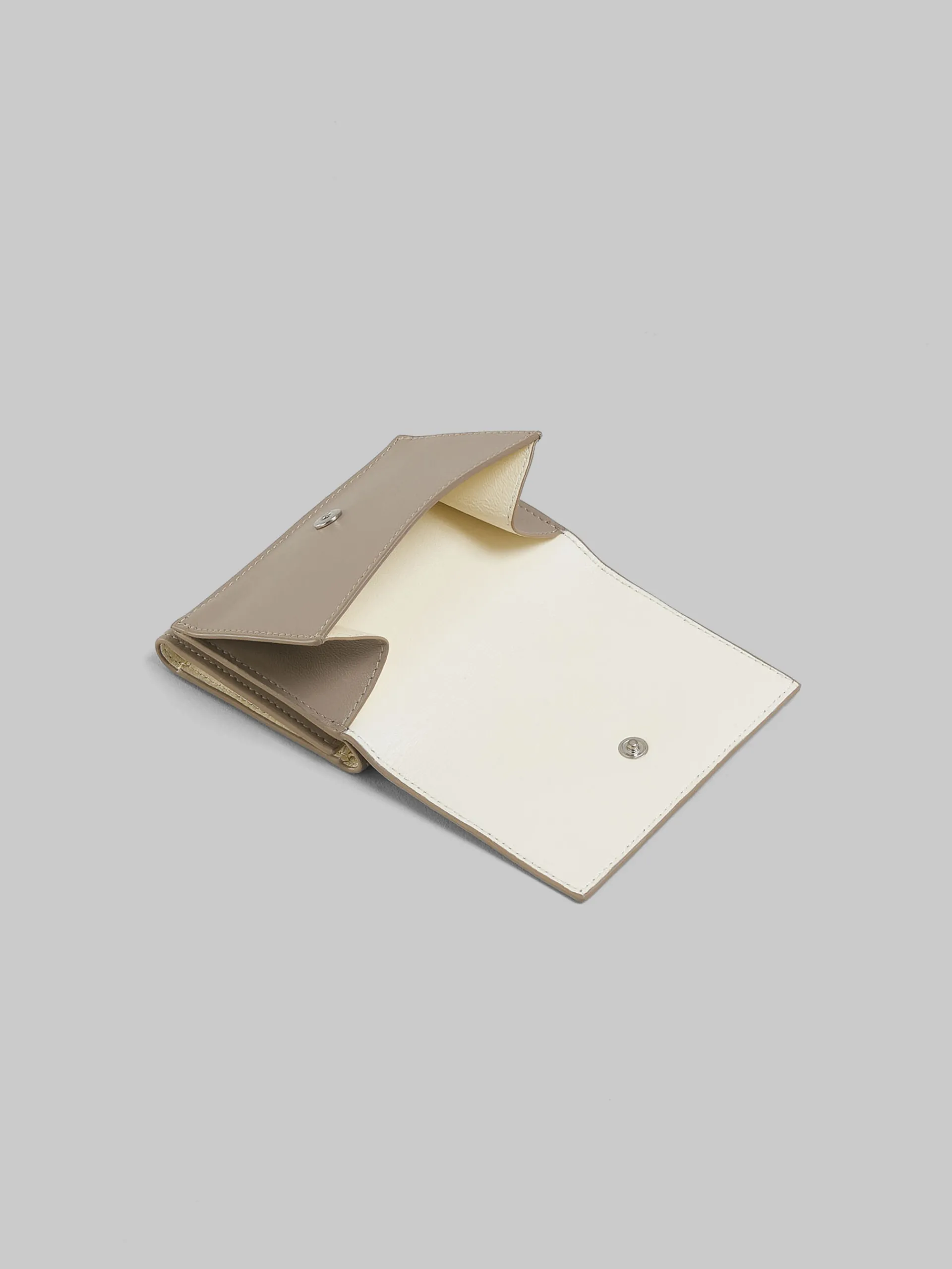 Wallets & Small Leather Goods>Marni Taupe Leather Trifold Wallet With Raised Logo CORK
