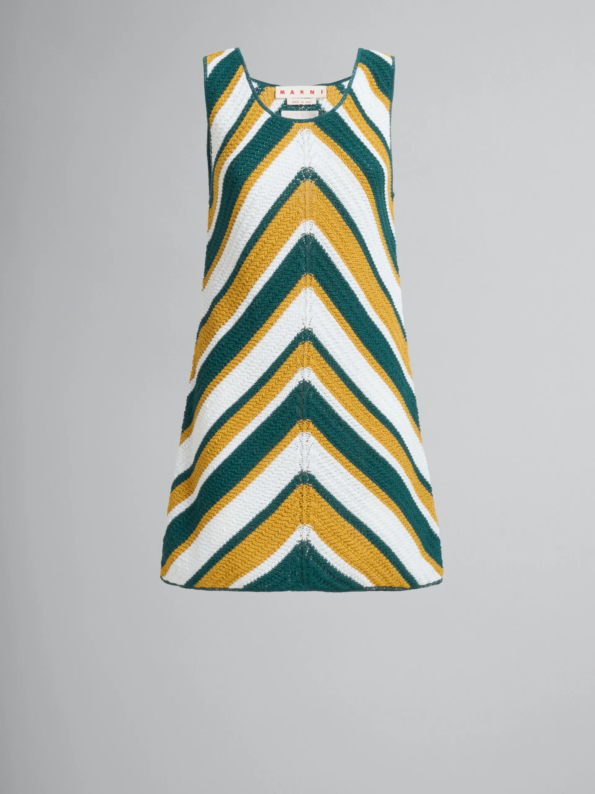 Dresses>Marni Teal And Yellow Crochet Dress With Chevron Pattern TURQUOISE
