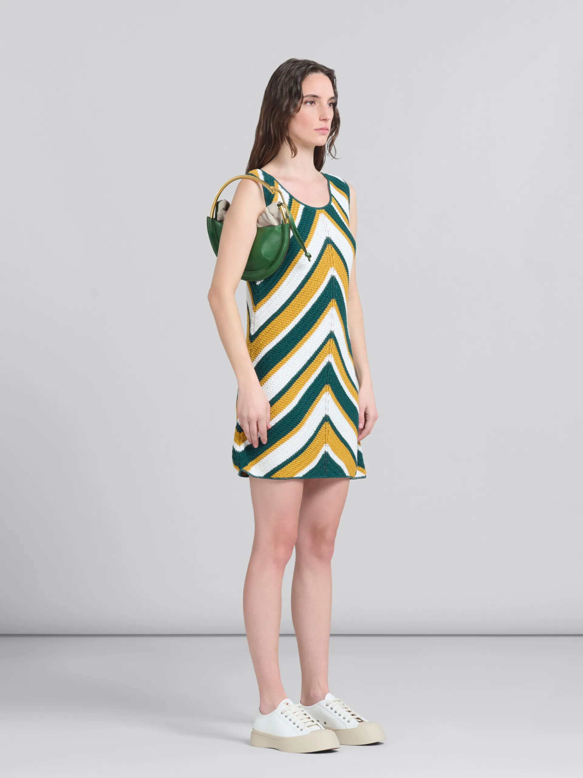 Dresses>Marni Teal And Yellow Crochet Dress With Chevron Pattern TURQUOISE