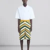 Matching Sets | Pants>Marni Teal And Yellow Crochet Shorts With Chevron Pattern TURQUOISE