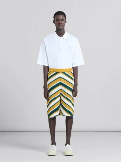 Matching Sets | Pants>Marni Teal And Yellow Crochet Shorts With Chevron Pattern TURQUOISE