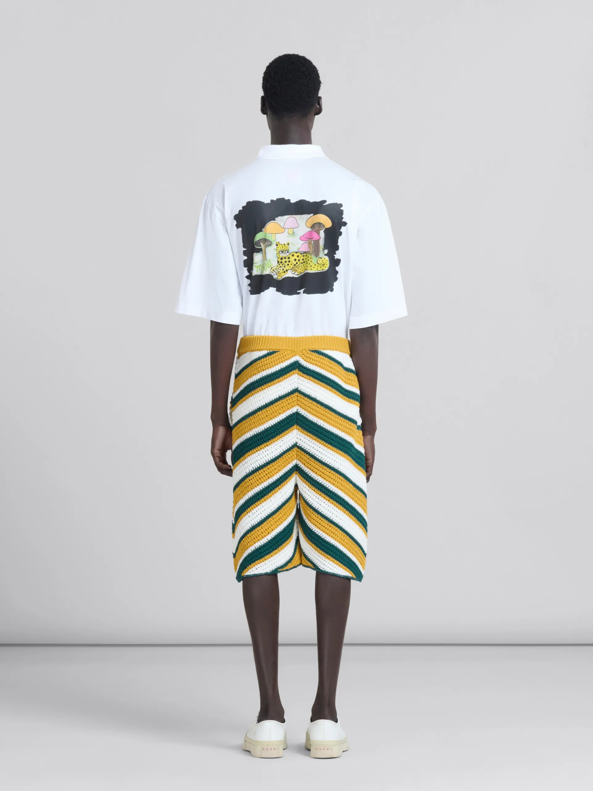 Matching Sets | Pants>Marni Teal And Yellow Crochet Shorts With Chevron Pattern TURQUOISE