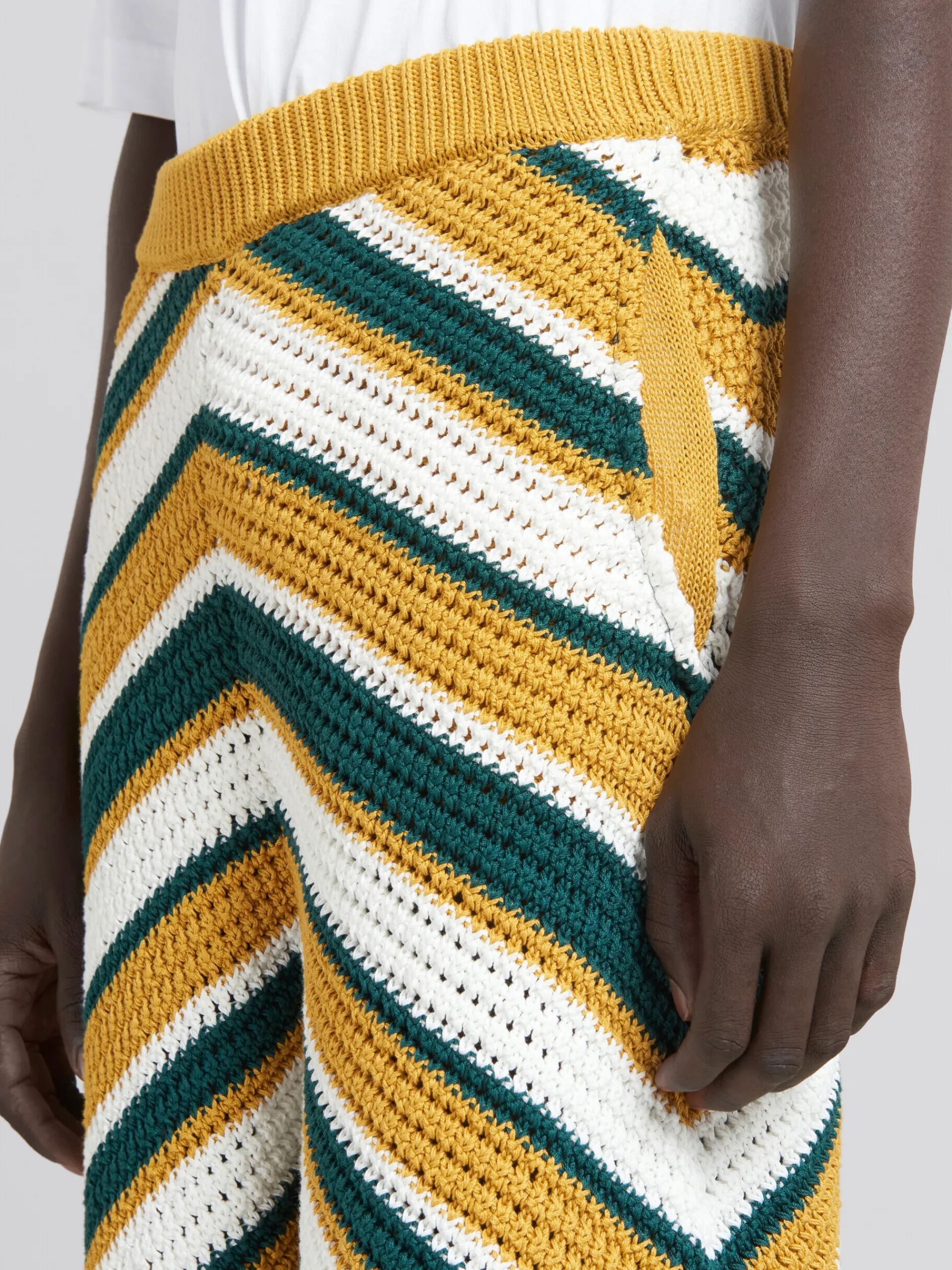 Matching Sets | Pants>Marni Teal And Yellow Crochet Shorts With Chevron Pattern TURQUOISE