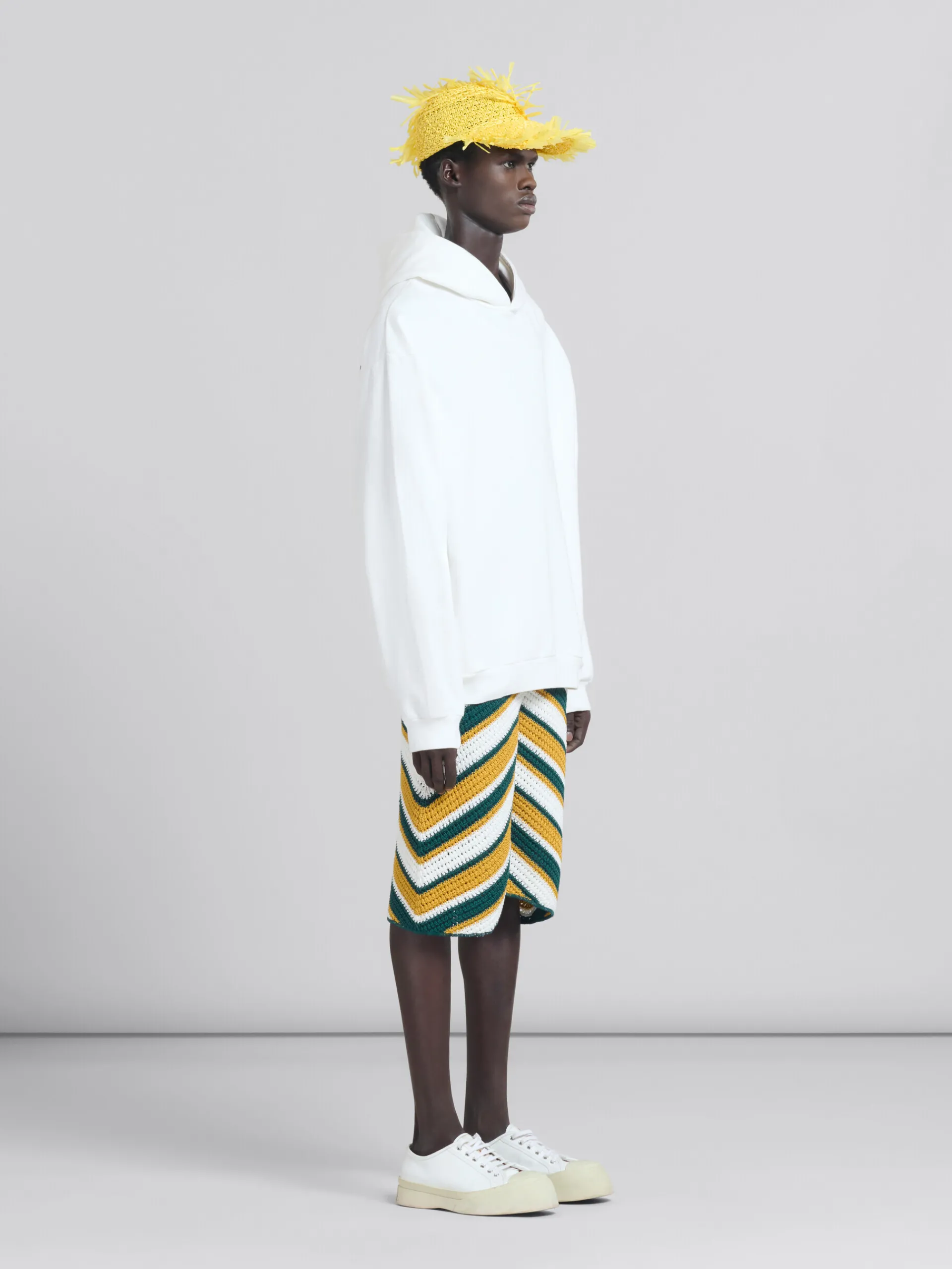 Matching Sets | Pants>Marni Teal And Yellow Crochet Shorts With Chevron Pattern TURQUOISE