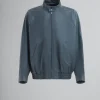Coats & Jackets>Marni Teal Nappa Leather Bomber Jacket TRUFFLE