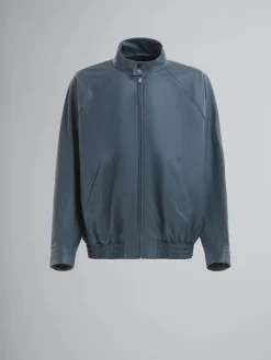 Coats & Jackets>Marni Teal Nappa Leather Bomber Jacket TRUFFLE