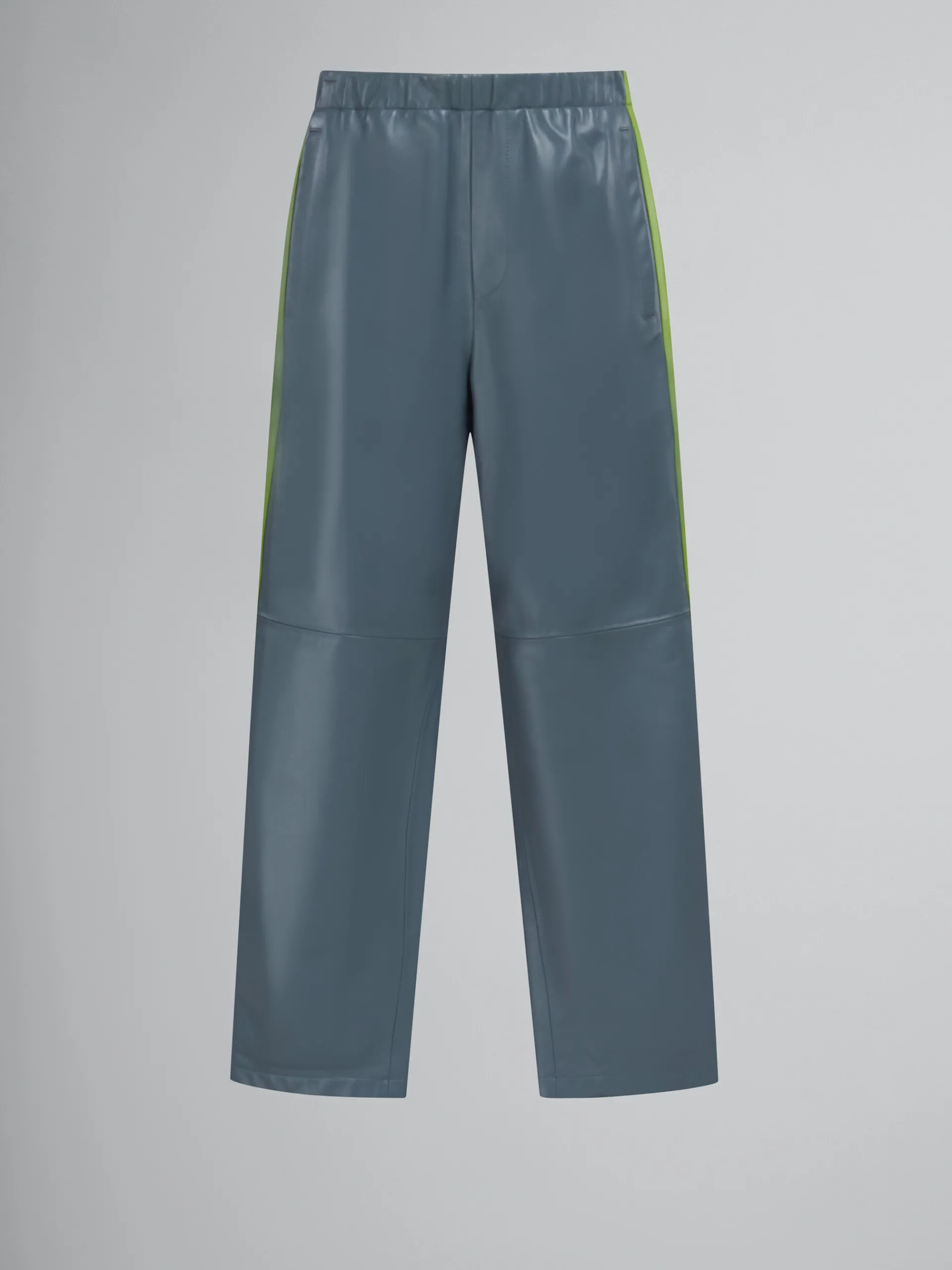 Matching Sets | Pants>Marni Teal Nappa Leather Track Pants TRUFFLE